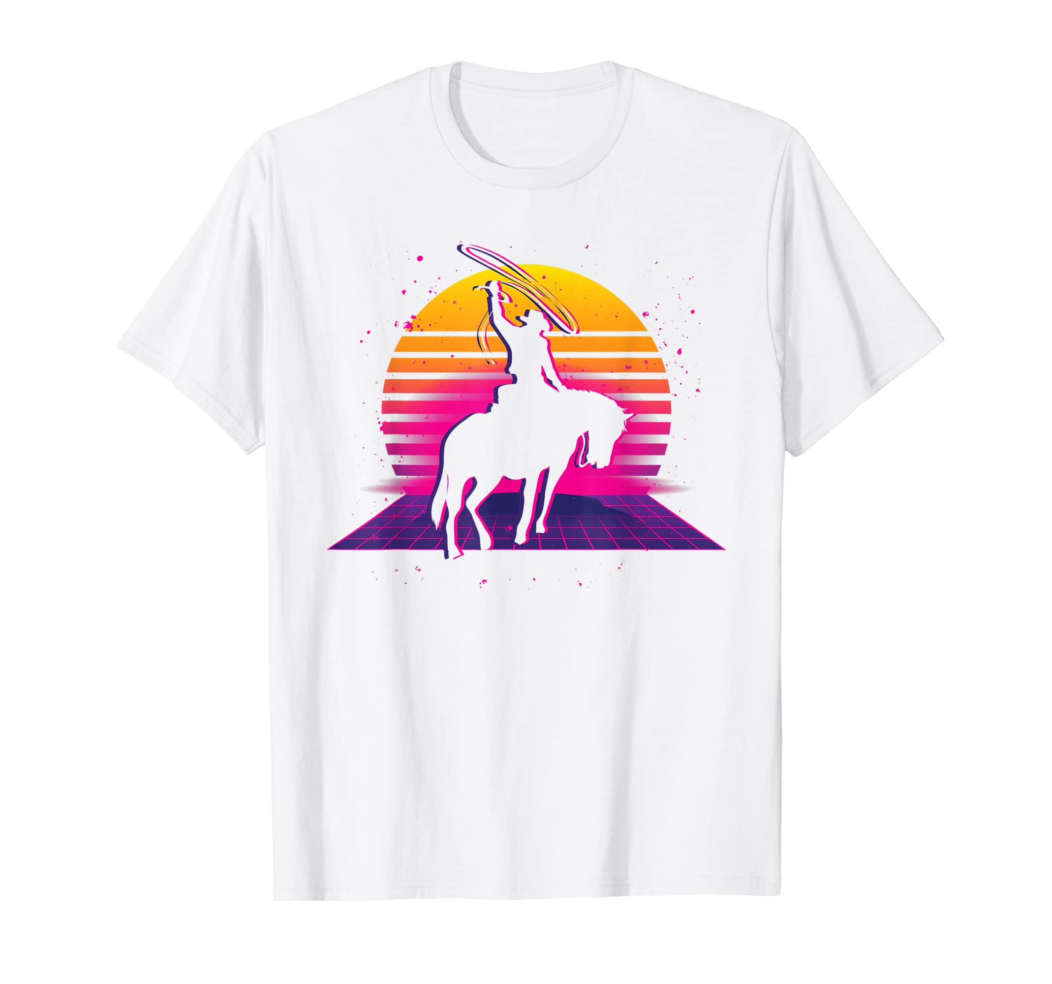 Vaporwave Country Western Horseback T-Shirt - Minimalist Print for Adults - T-Shirt, Sweatshirt, Hoodie