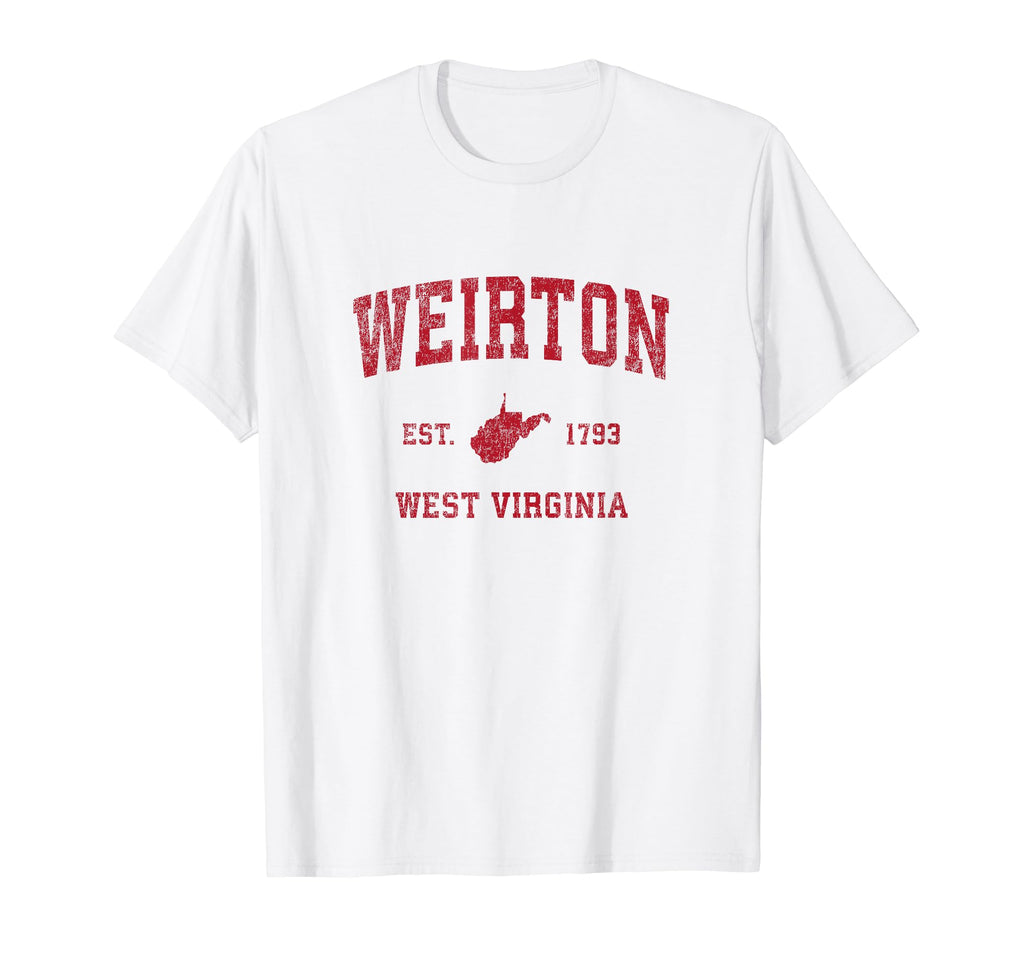 Weirton West Virginia Wv Sports Red T-Shirt - Fun Novelty Design for Adults - T-Shirt, Sweatshirt, Hoodie