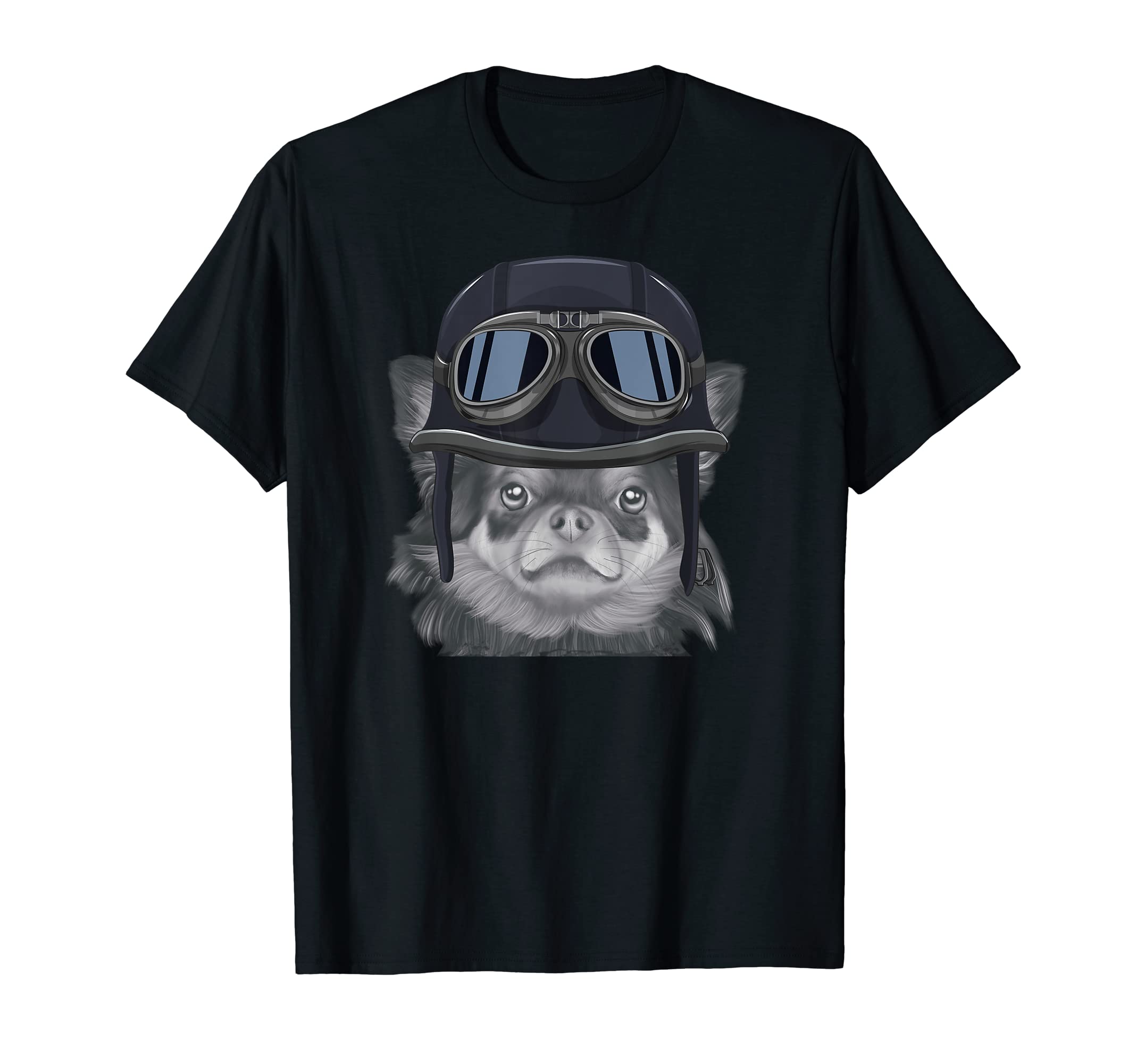 Black Chihuahua Wearing Motorcycle T-Shirt - Unique Graphic Men Women - T-Shirt, Sweatshirt, Hoodie