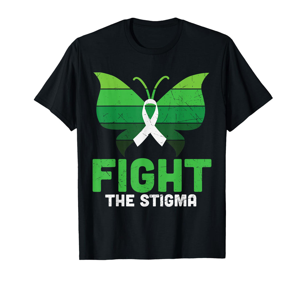 Fight Stigma Butterfly Green T-Shirt - Casual Everyday Wear for Adults - T-Shirt, Sweatshirt, Hoodie