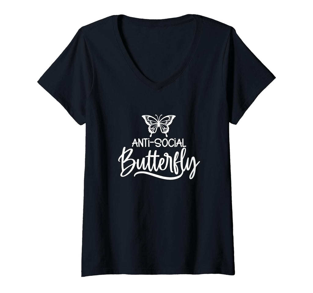 Womens Anti Social Butterfly Funny T-Shirt - Minimalist Print Unisex - T-Shirt, Sweatshirt, Hoodie