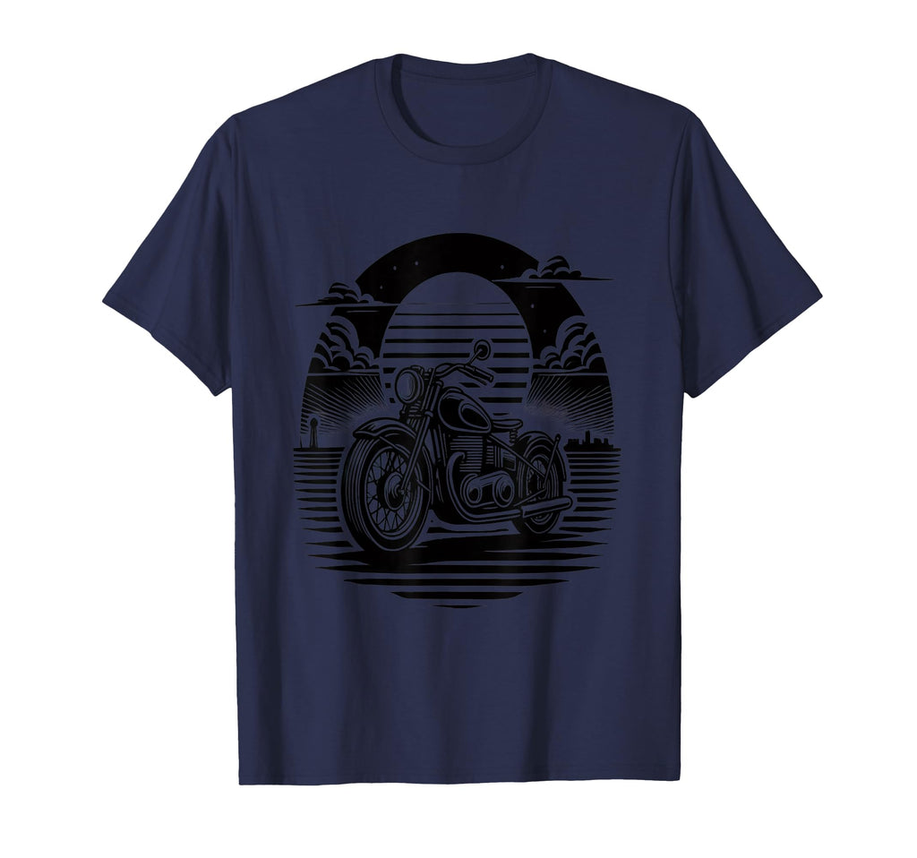 Black And White Motorcycle Sunset T-Shirt - Graphic Print Unisex - T-Shirt, Sweatshirt, Hoodie