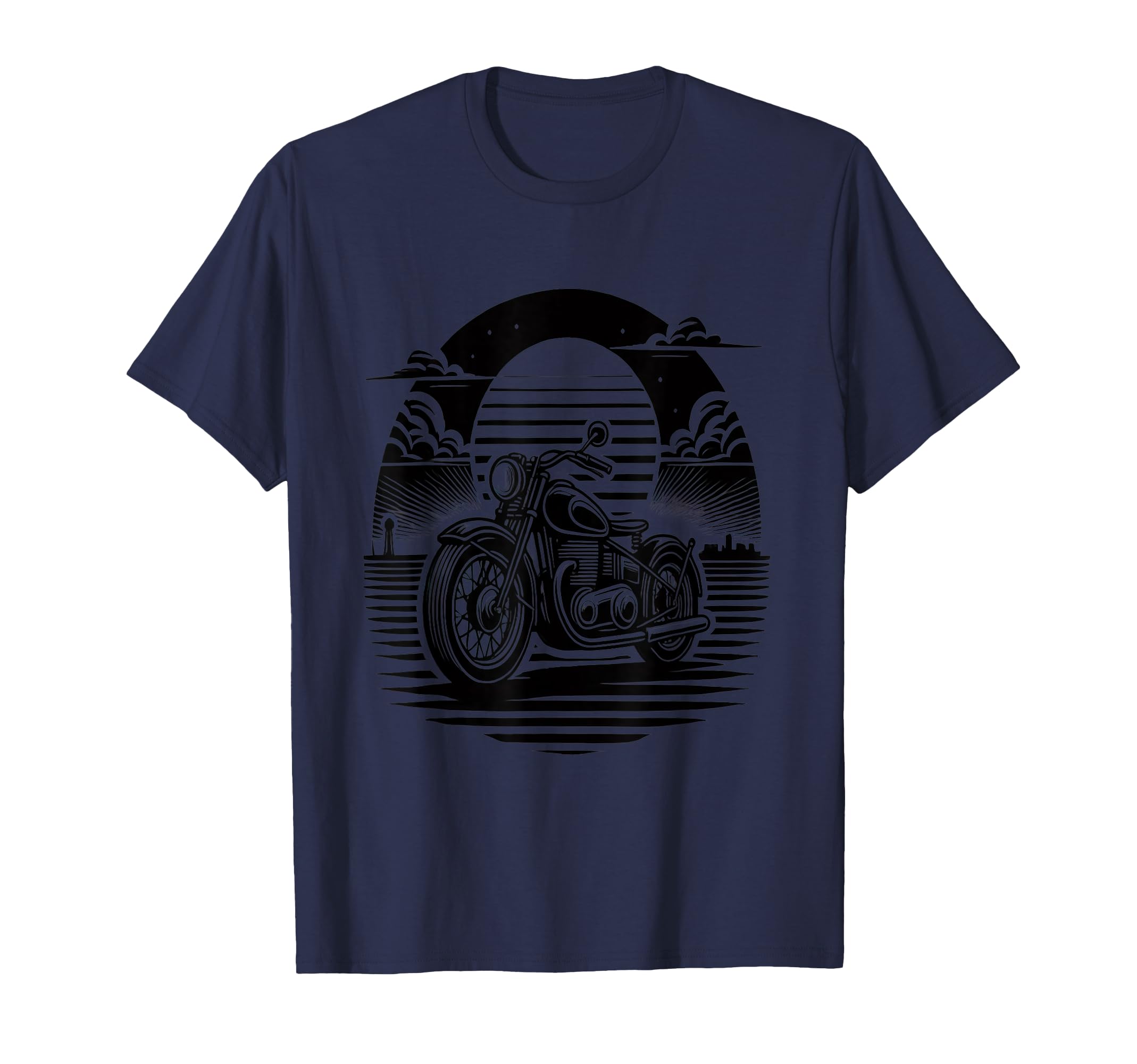 Black And White Motorcycle Sunset T-Shirt - Graphic Print Unisex - T-Shirt, Sweatshirt, Hoodie