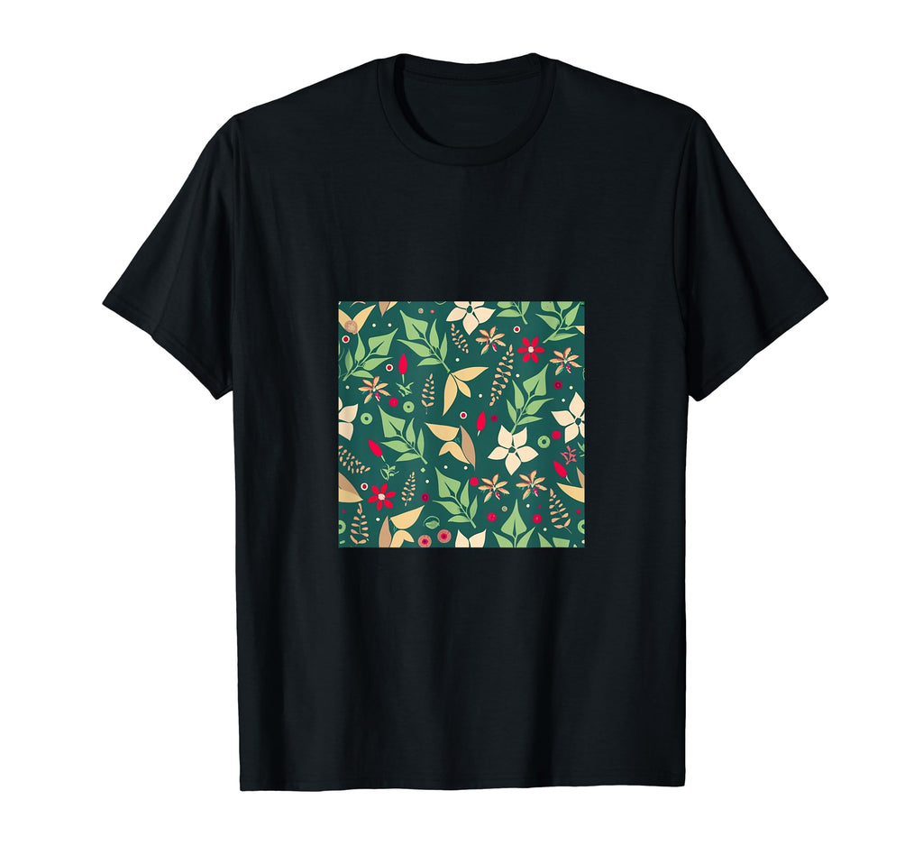 Green Floral And Leaf Pattern T-Shirt - Minimalist Print for Adults - T-Shirt, Sweatshirt, Hoodie