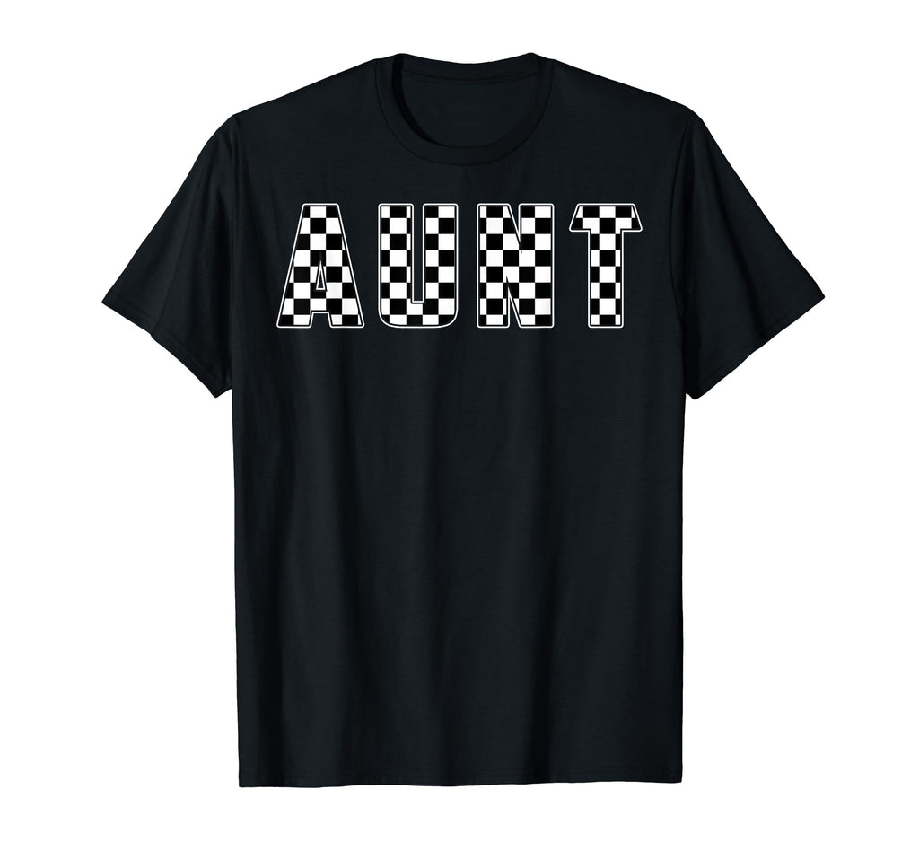 Aunt Racing Race Car Aunt Checkered T-Shirt - Aesthetic Graphic for Adults - T-Shirt, Sweatshirt, Hoodie