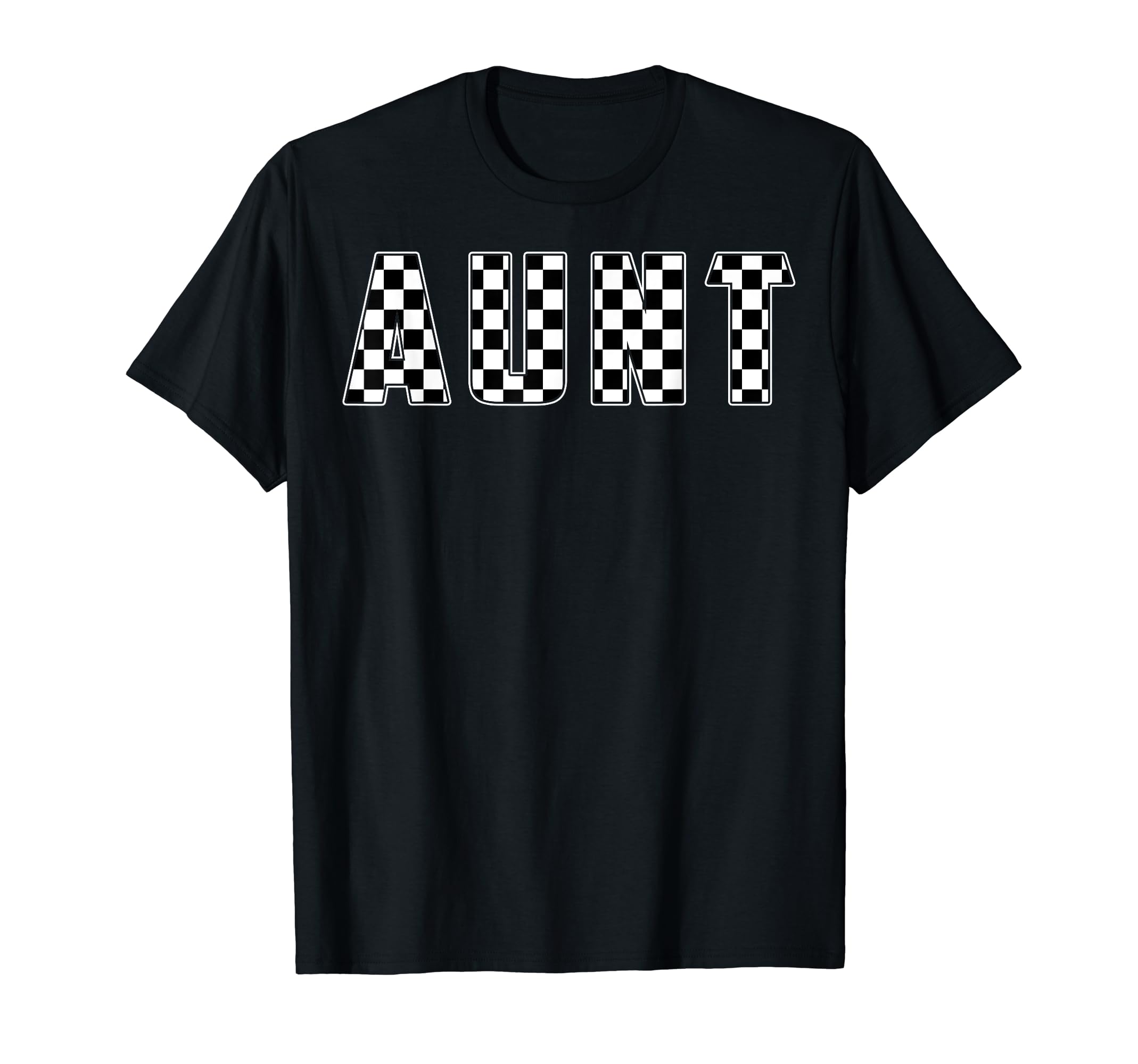 Aunt Racing Race Car Aunt Checkered T-Shirt - Aesthetic Graphic for Adults - T-Shirt, Sweatshirt, Hoodie