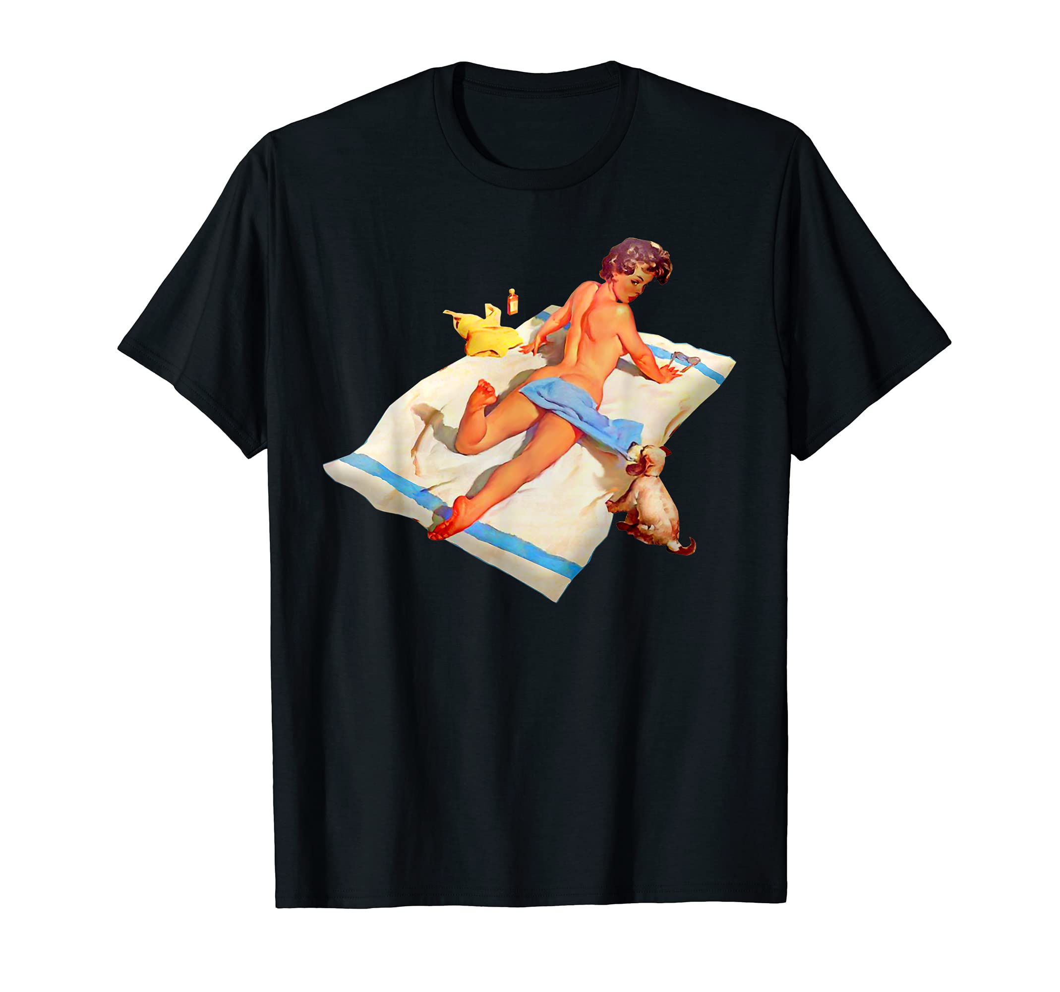 Naughty Puppy Pin Up Calendar Pin Up T-Shirt - Trendy Graphic for Adults - T-Shirt, Sweatshirt, Hoodie