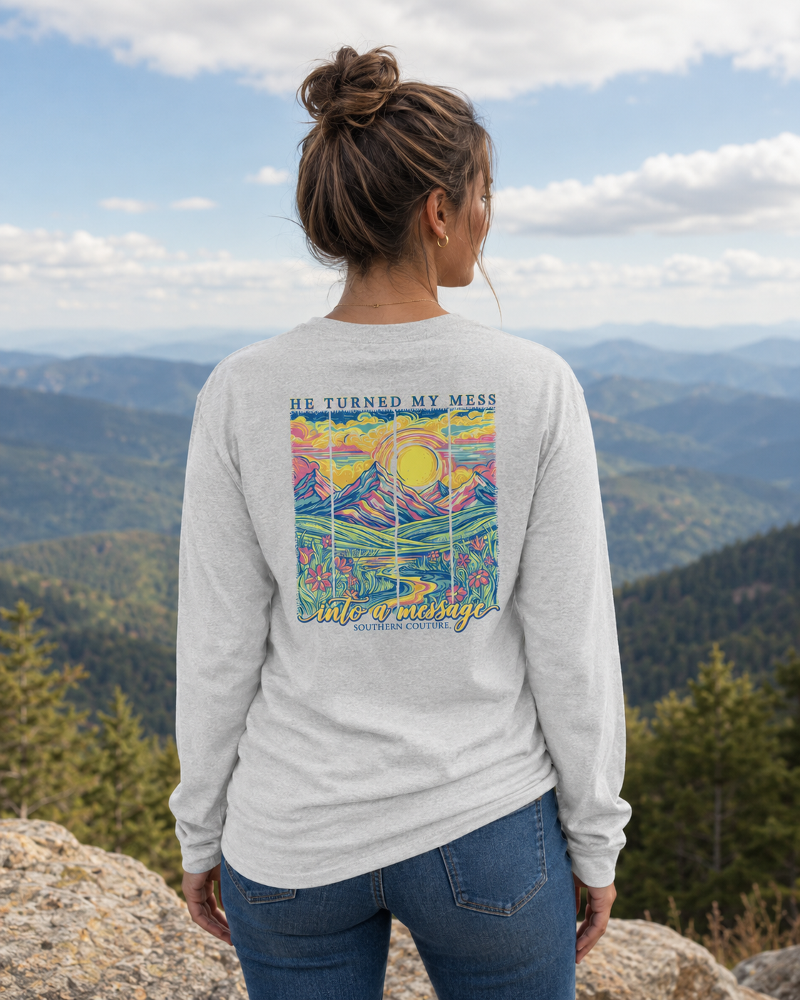 Southern Couture Classic He Turned My Mess - Adult & Kids T-Shirts, Sweatshirts & Hoodies apparel design preview 1
