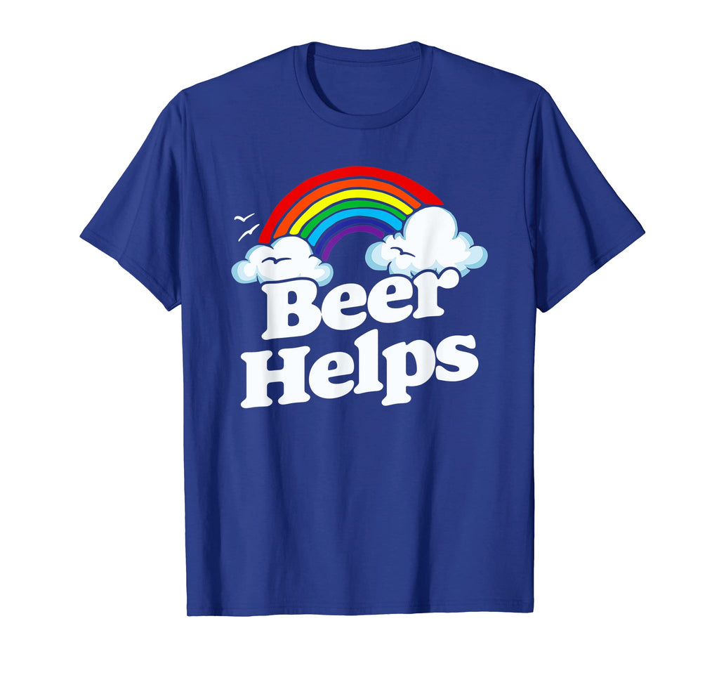 Beer Helps Funny Minimalist Typography T-Shirt - Custom Art Print Unisex - T-Shirt, Sweatshirt, Hoodie