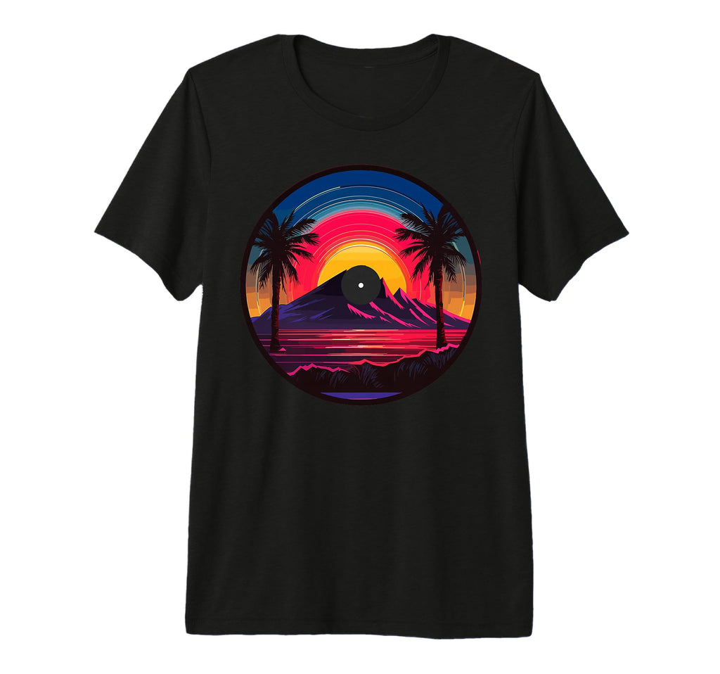 Palm Tree Vinyl Record Vaporwave T-Shirt - Aesthetic Graphic Men Women - T-Shirt, Sweatshirt, Hoodie