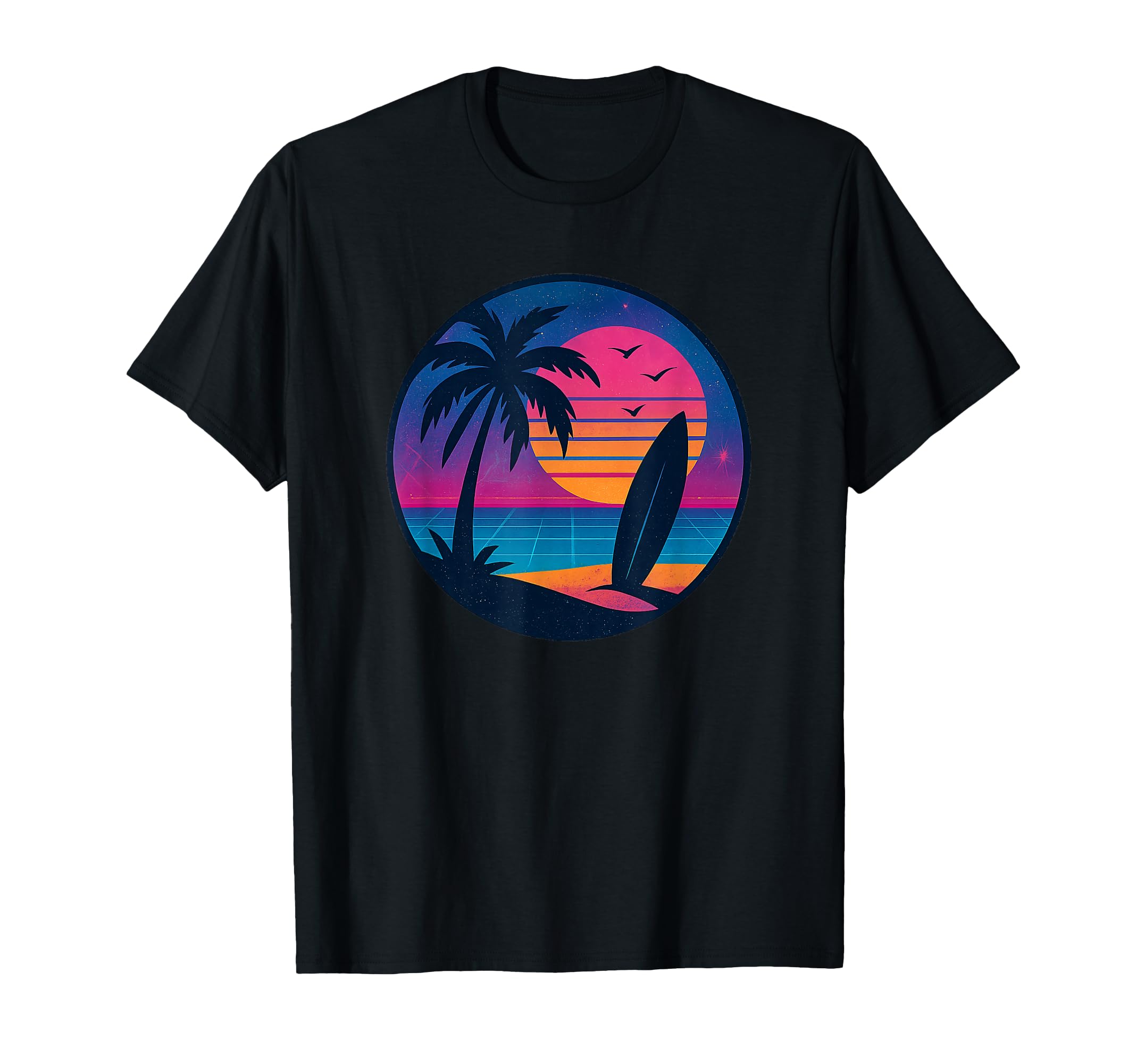 Surf Sunset 70S 80S Nostalgic Synthwave T-Shirt - Novelty Apparel Men Women - T-Shirt, Sweatshirt, Hoodie