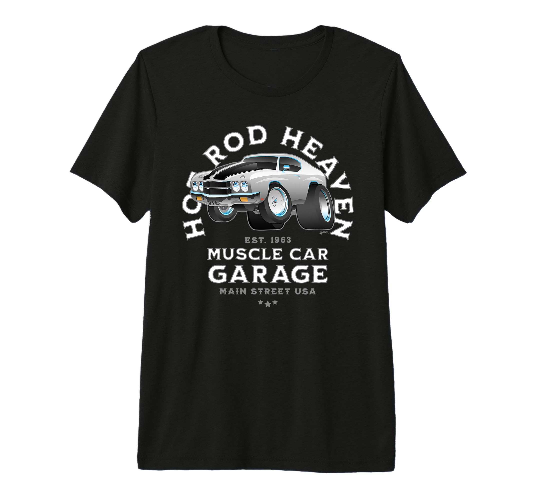 Hotrod Heaven Muscle Car Garage Usa T-Shirt - Fun Novelty Design Men Women - T-Shirt, Sweatshirt, Hoodie