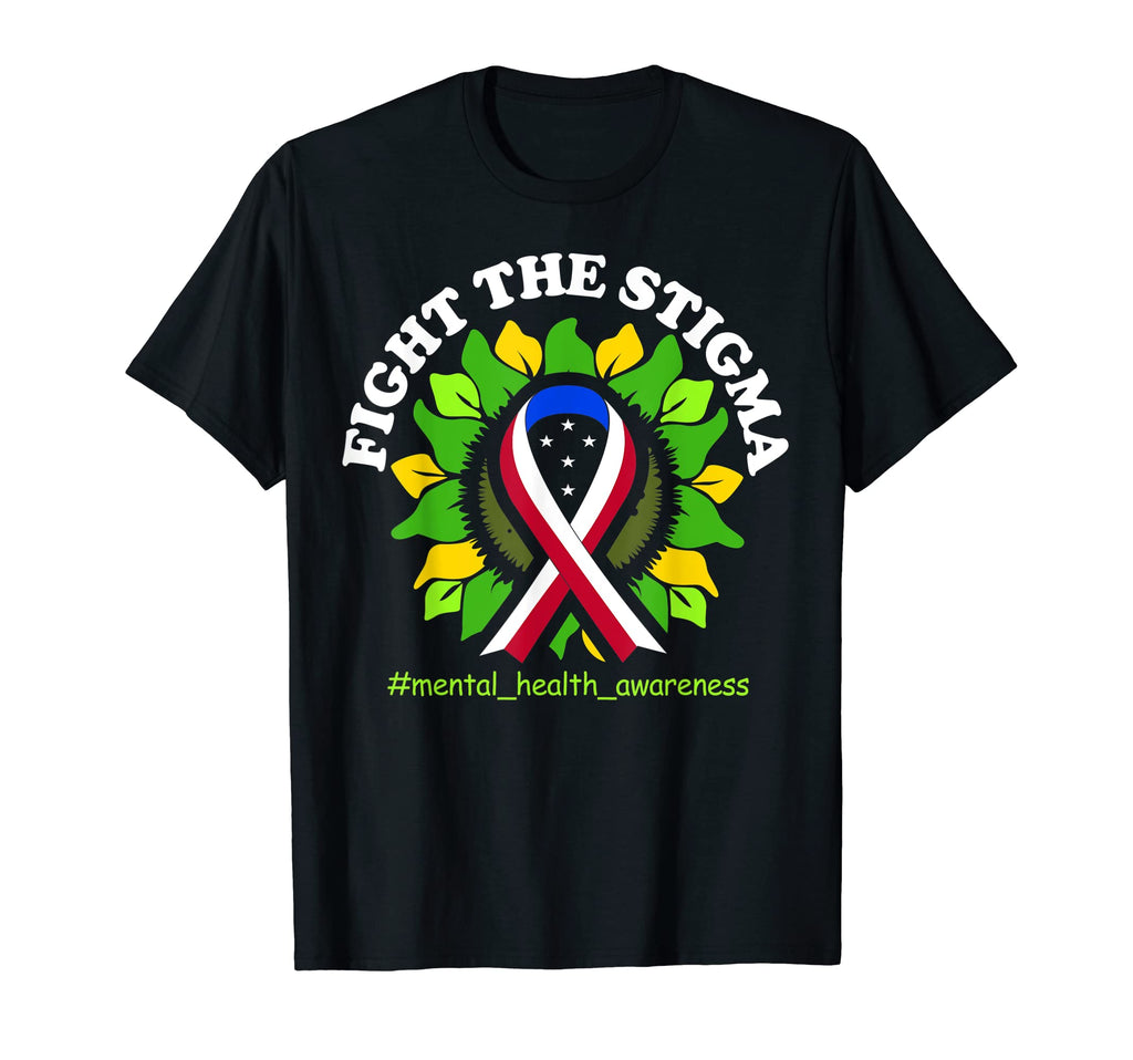 Fight Stigma Usa Flag Ribbon T-Shirt - Casual Everyday Wear Men Women - T-Shirt, Sweatshirt, Hoodie