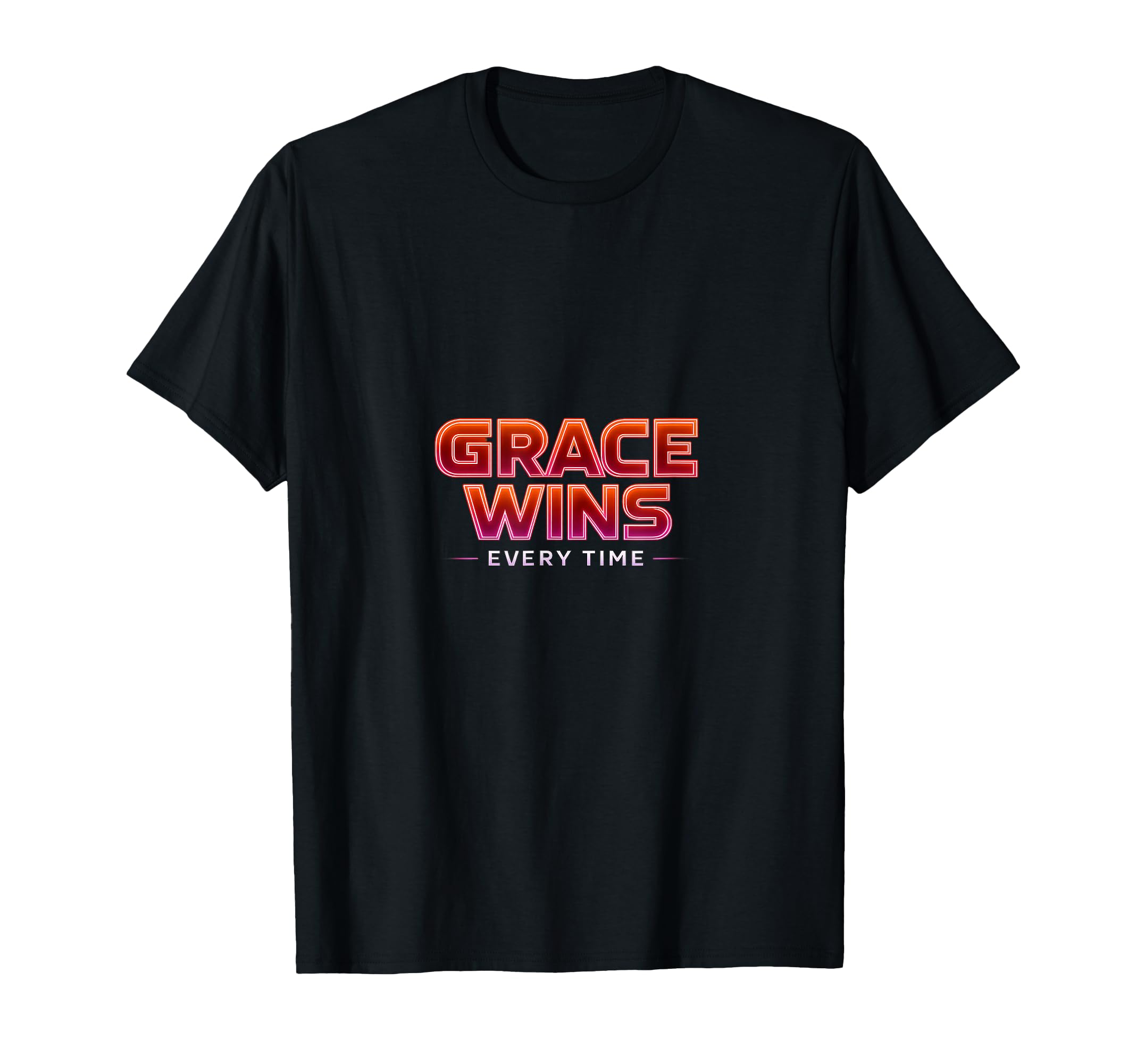 Grace Wins Christian Synthwave T-Shirt - Fun Novelty Design for Adults - T-Shirt, Sweatshirt, Hoodie
