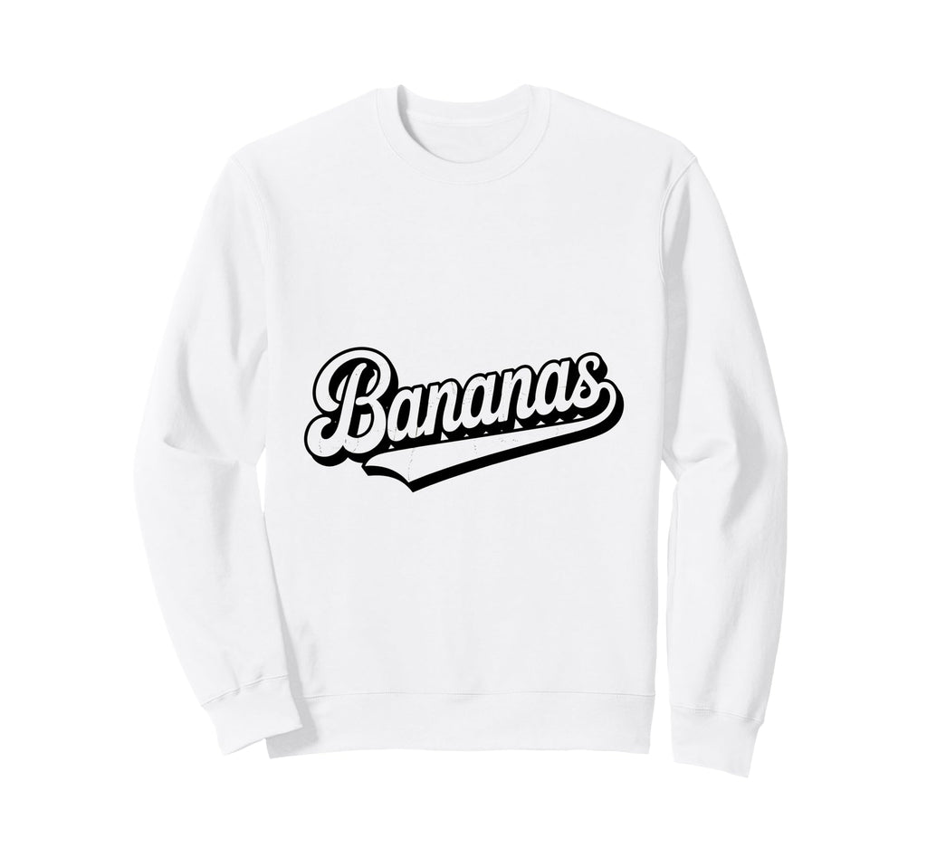 Bananas Baseball Script Team Logo Sweatshirt - Novelty Apparel for Adults - T-Shirt, Sweatshirt, Hoodie