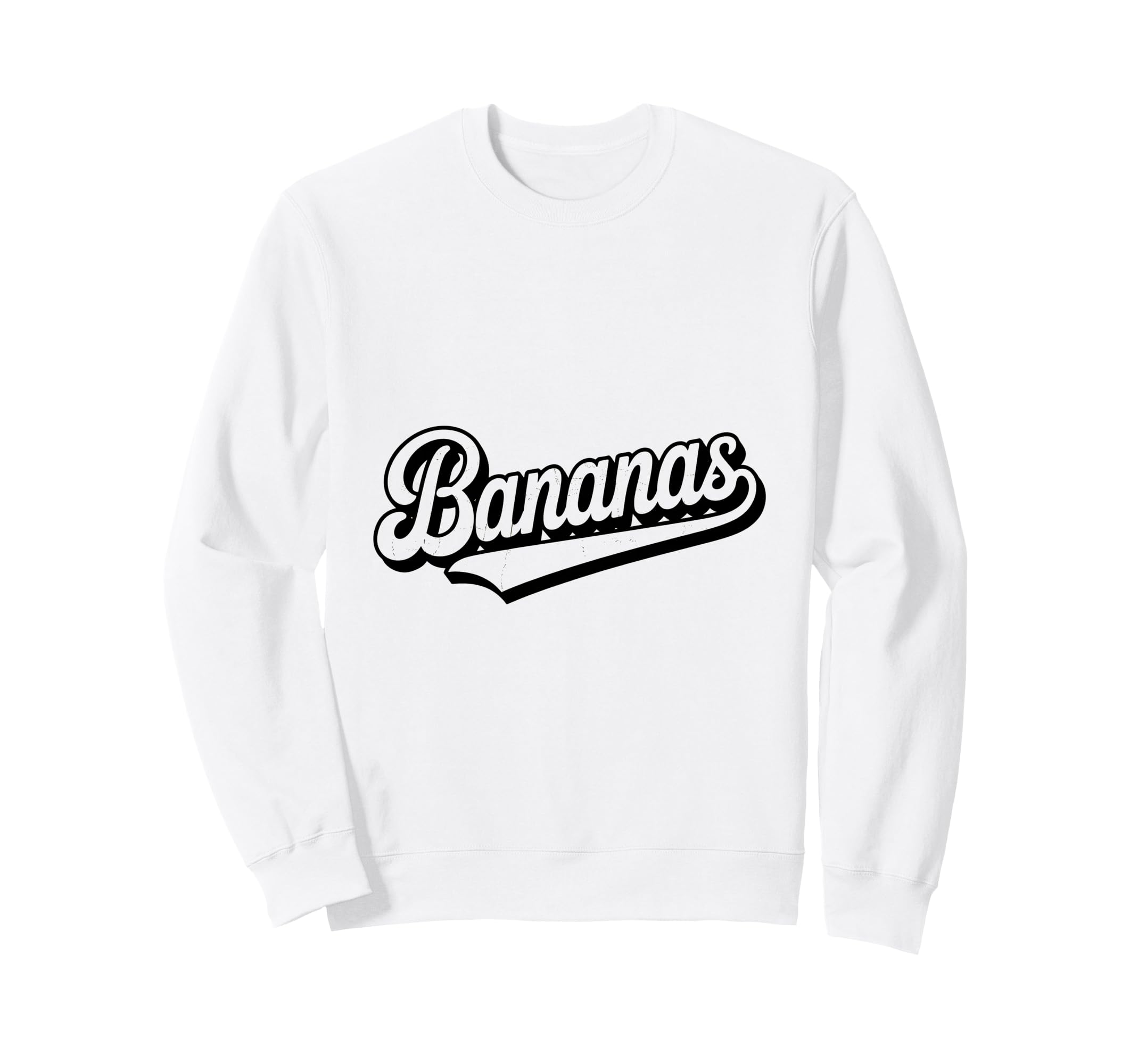 Bananas Baseball Script Team Logo Sweatshirt - Novelty Apparel for Adults - T-Shirt, Sweatshirt, Hoodie