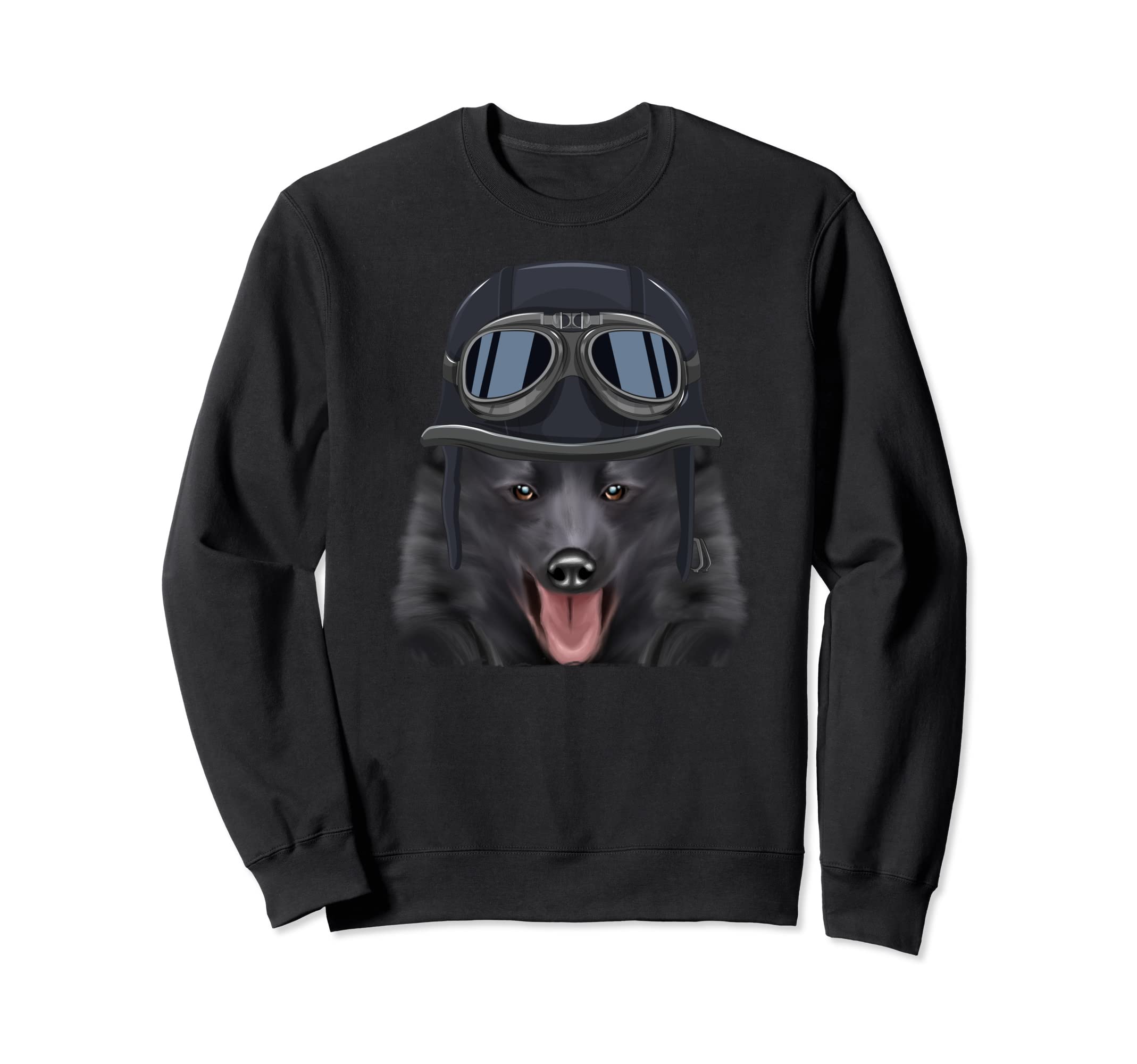 Funny Motorcycle Helmet Schipperke Sweatshirt - Minimalist Print Unisex - T-Shirt, Sweatshirt, Hoodie