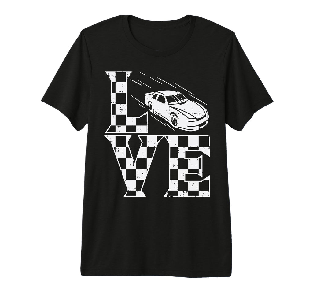 Love Racing Car Checkered Flag Drag T-Shirt - Aesthetic Graphic for Adults - T-Shirt, Sweatshirt, Hoodie