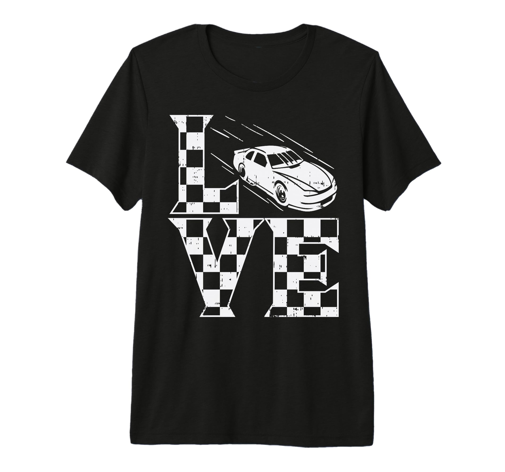 Love Racing Car Checkered Flag Drag T-Shirt - Aesthetic Graphic for Adults - T-Shirt, Sweatshirt, Hoodie