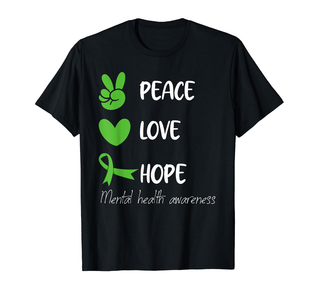 Green Ribbon Peace Love Hope T-Shirt - Fun Novelty Design for Adults - T-Shirt, Sweatshirt, Hoodie