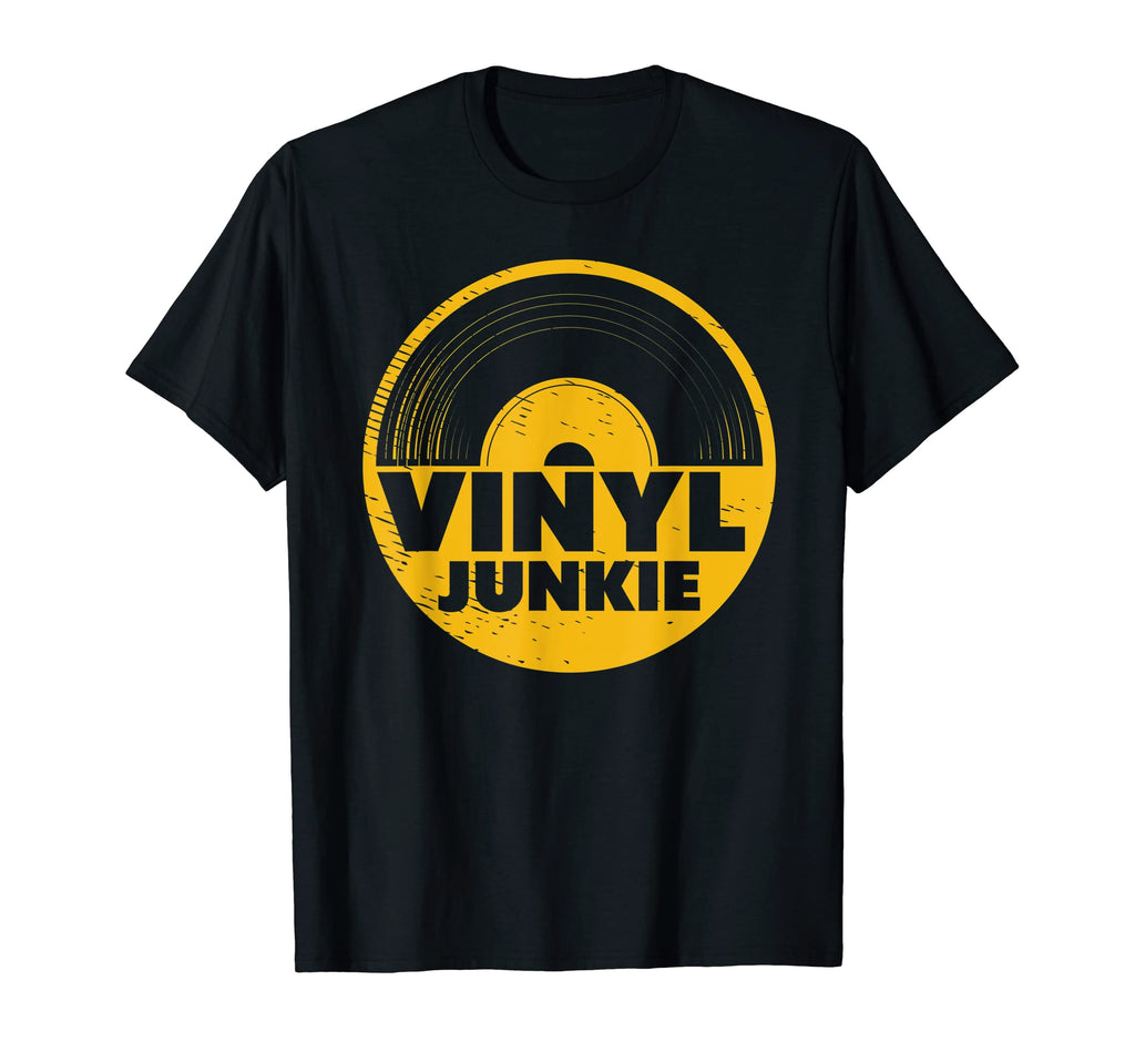 Vinyl Junkie Audio Music Record Player T-Shirt - Unique Graphic Men Women - T-Shirt, Sweatshirt, Hoodie