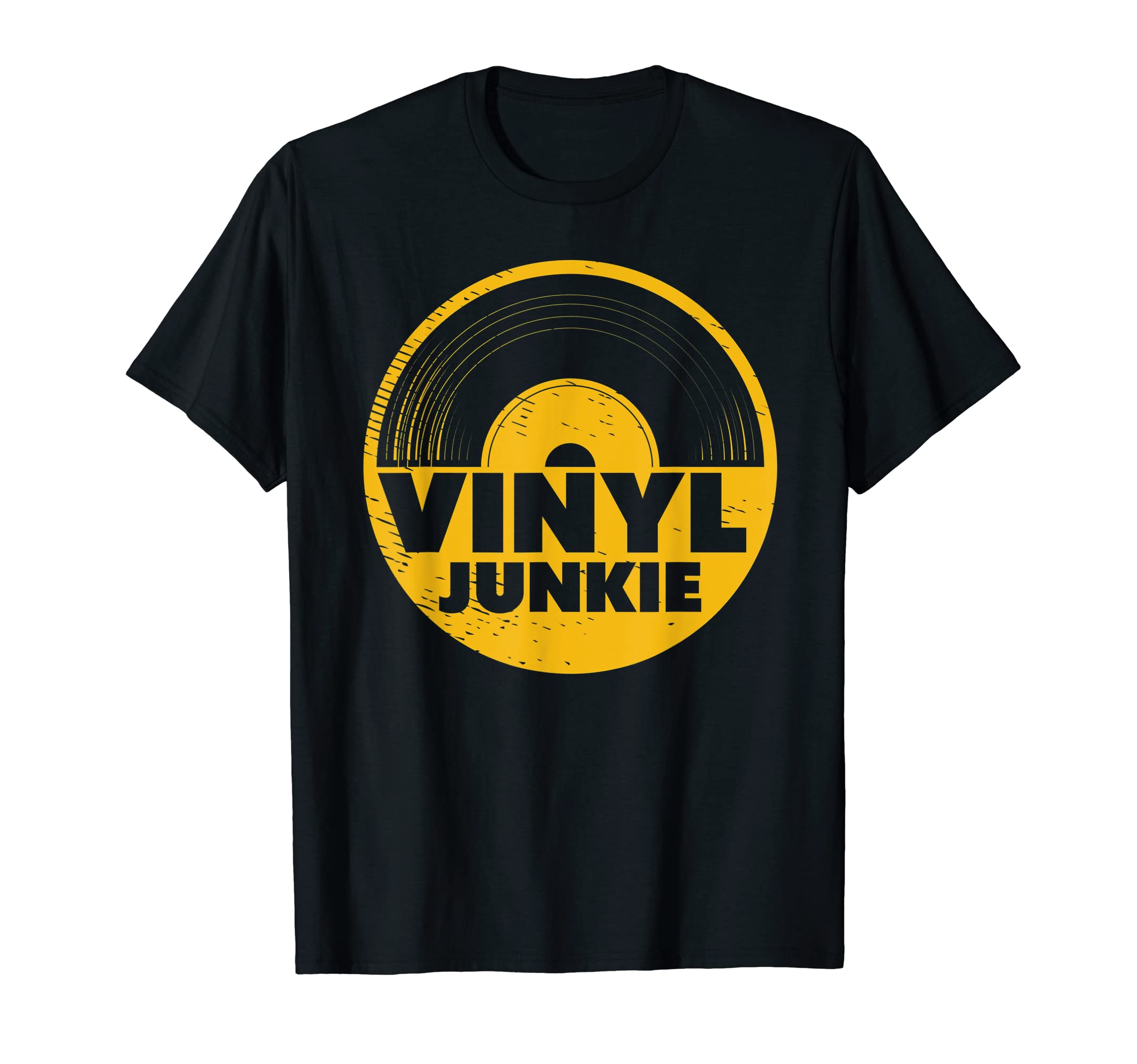 Vinyl Junkie Audio Music Record Player T-Shirt - Unique Graphic Men Women - T-Shirt, Sweatshirt, Hoodie