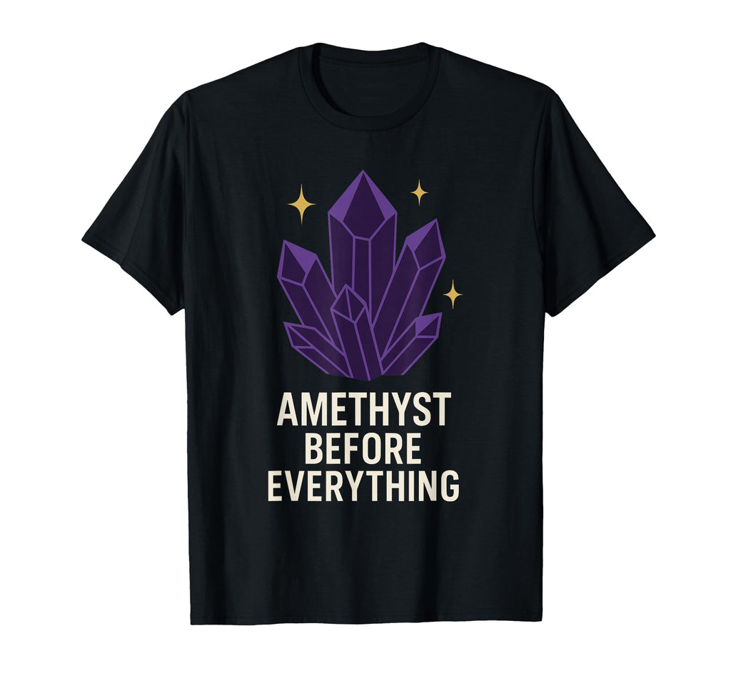 Amethyst Addict Healing Crystal Energy T-Shirt - Custom Art Print Unisex - T-Shirt, Sweatshirt, Hoodie