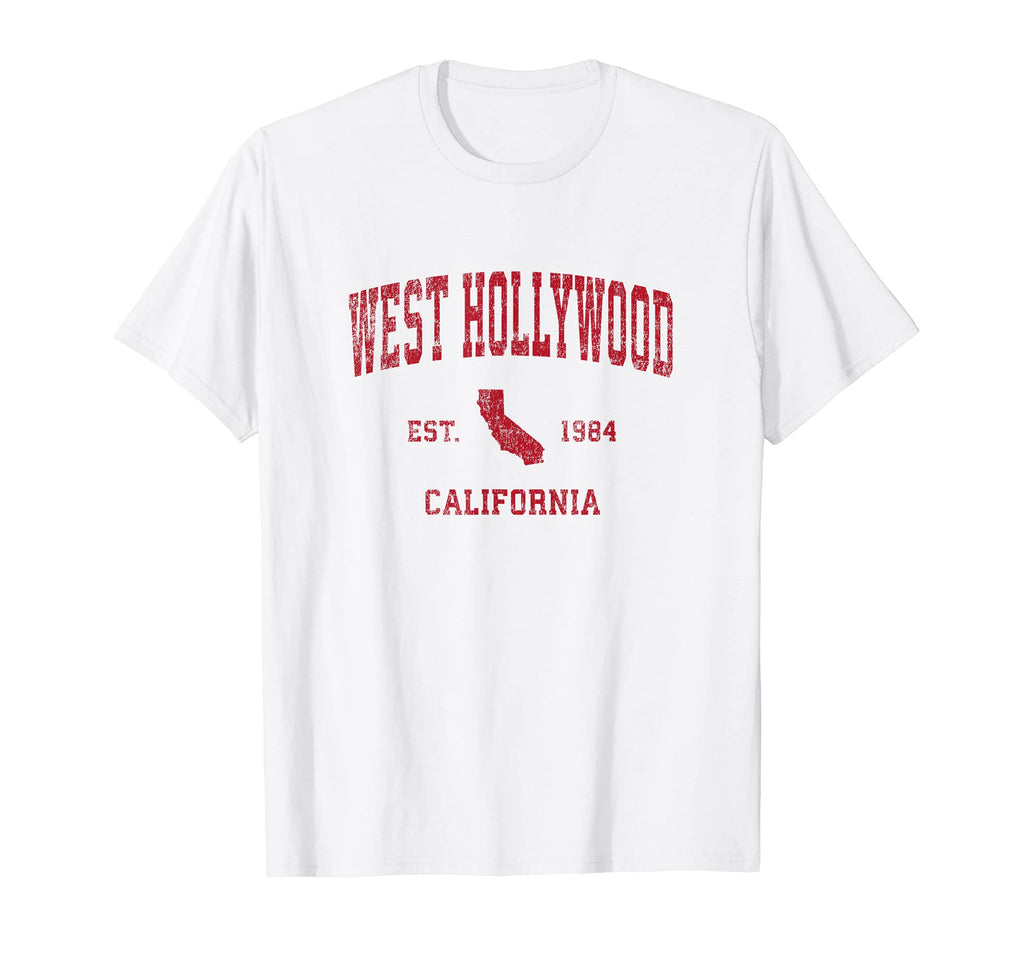 West Hollywood California Ca Sports Red T-Shirt - Aesthetic Graphic Unisex - T-Shirt, Sweatshirt, Hoodie