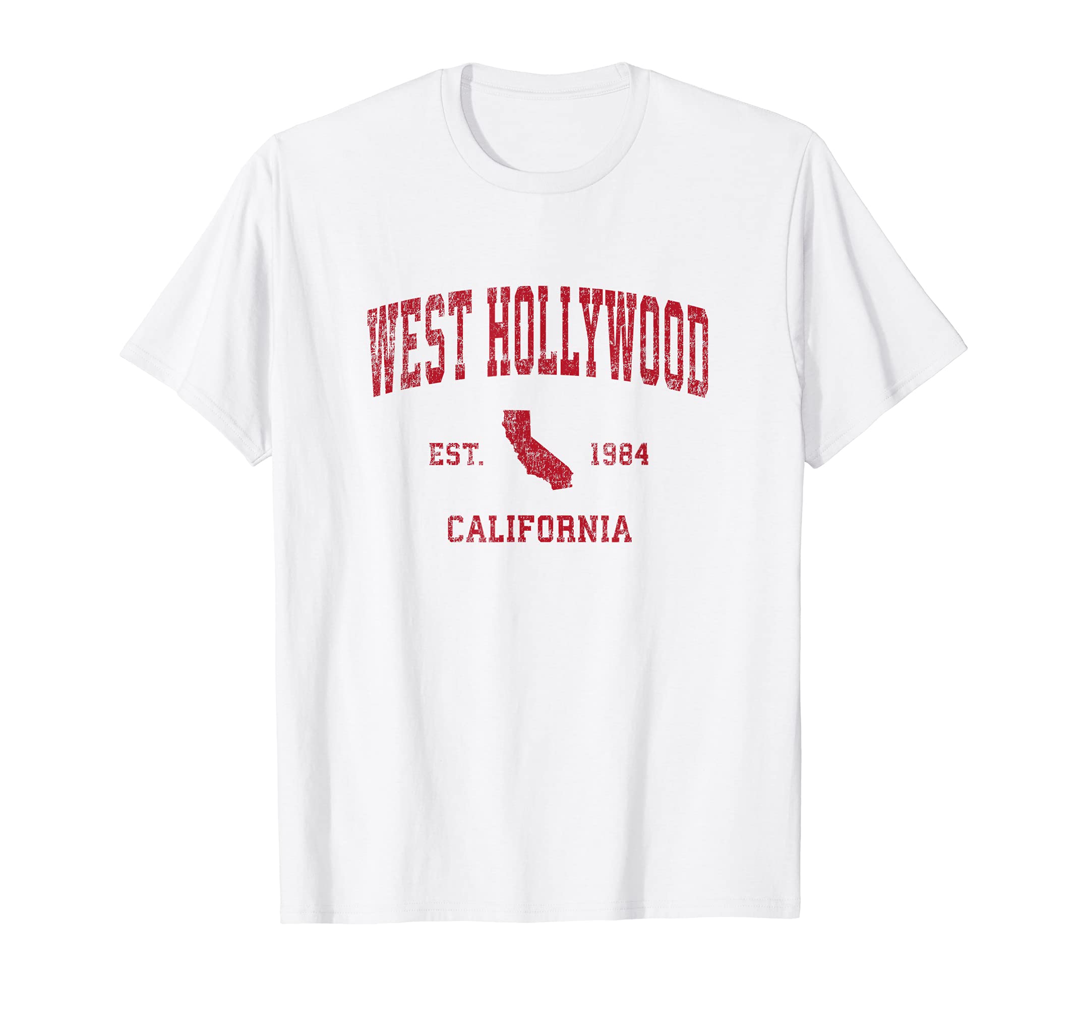 West Hollywood California Ca Sports Red T-Shirt - Aesthetic Graphic Unisex - T-Shirt, Sweatshirt, Hoodie