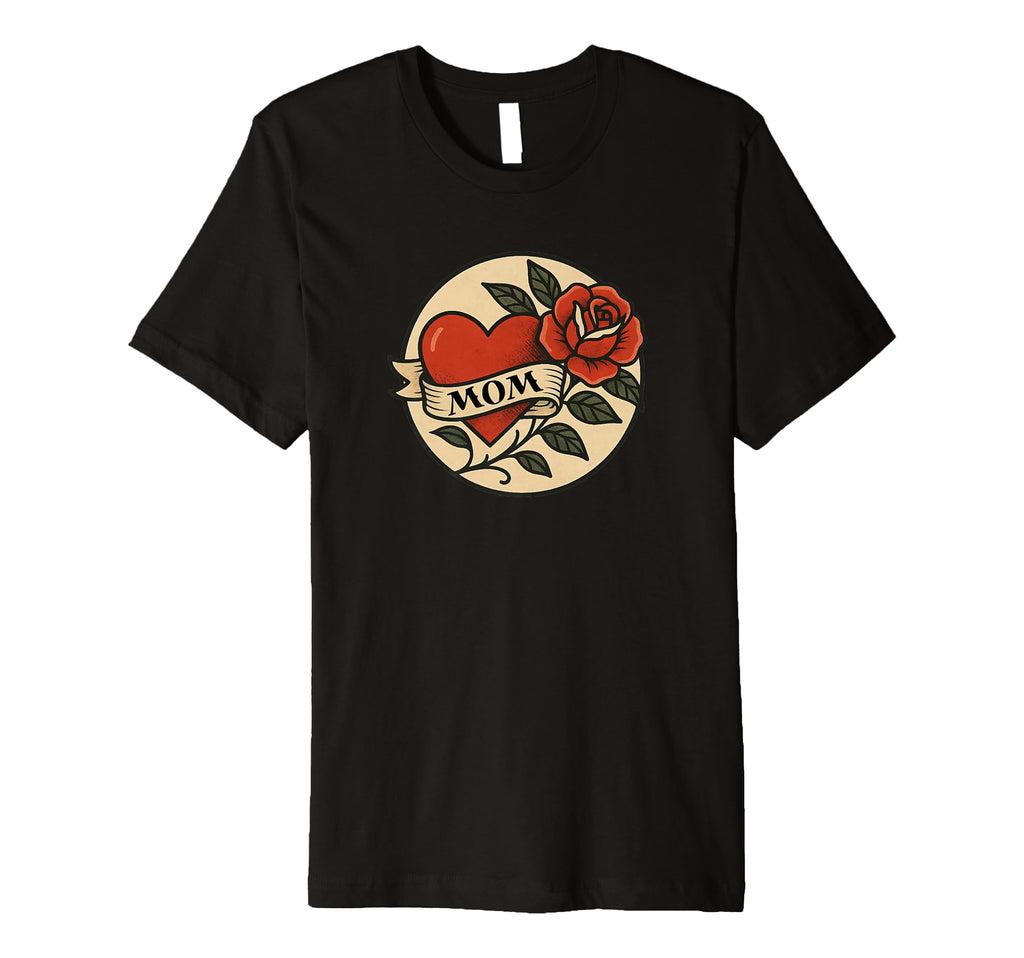 Tattoo Mom Heart Rose Flash T-Shirt - Trendy Graphic for Adults - T-Shirt, Sweatshirt, Hoodie