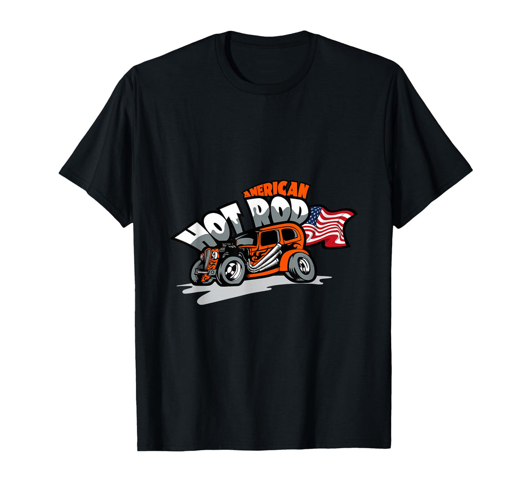 Hot Rod American Flag Vehicle Muscle T-Shirt - Minimalist Print for Adults - T-Shirt, Sweatshirt, Hoodie