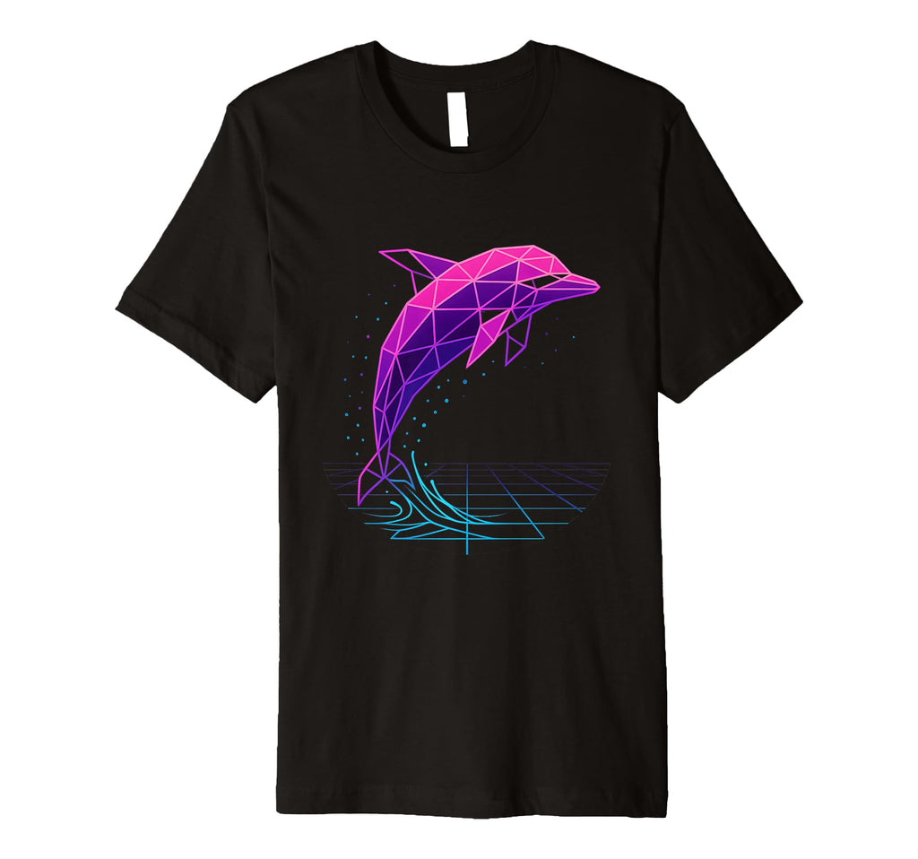 Vaporwave Dolphin Synthwave Ocean Sweatshirt - Custom Art Print for Adults - T-Shirt, Sweatshirt, Hoodie