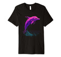 Vaporwave Dolphin Synthwave Ocean Sweatshirt - Custom Art Print for Adults - T-Shirt, Sweatshirt, Hoodie