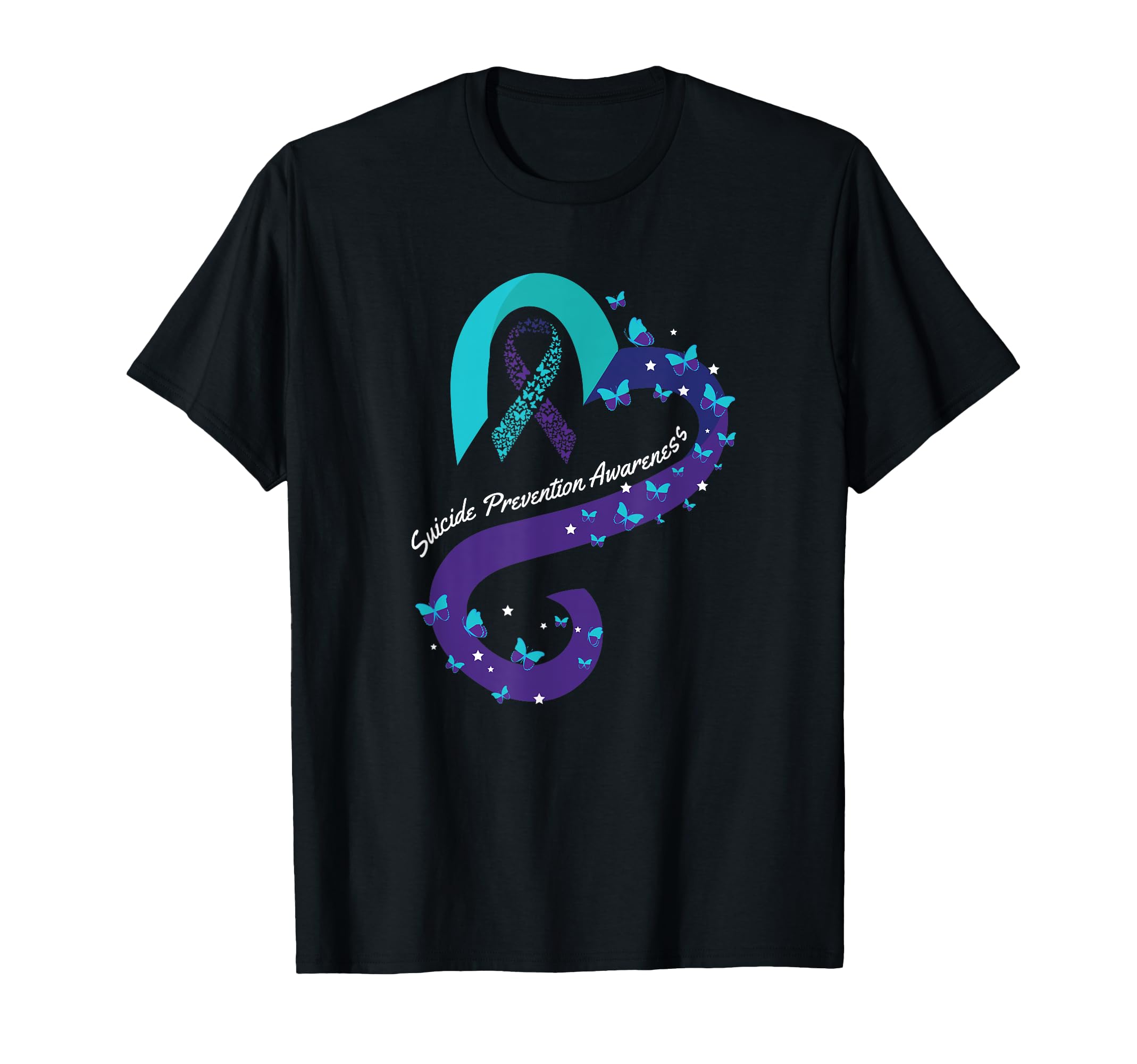 Ribbon Heart Butterfly Suicide T-Shirt - Trendy Graphic Men Women - T-Shirt, Sweatshirt, Hoodie