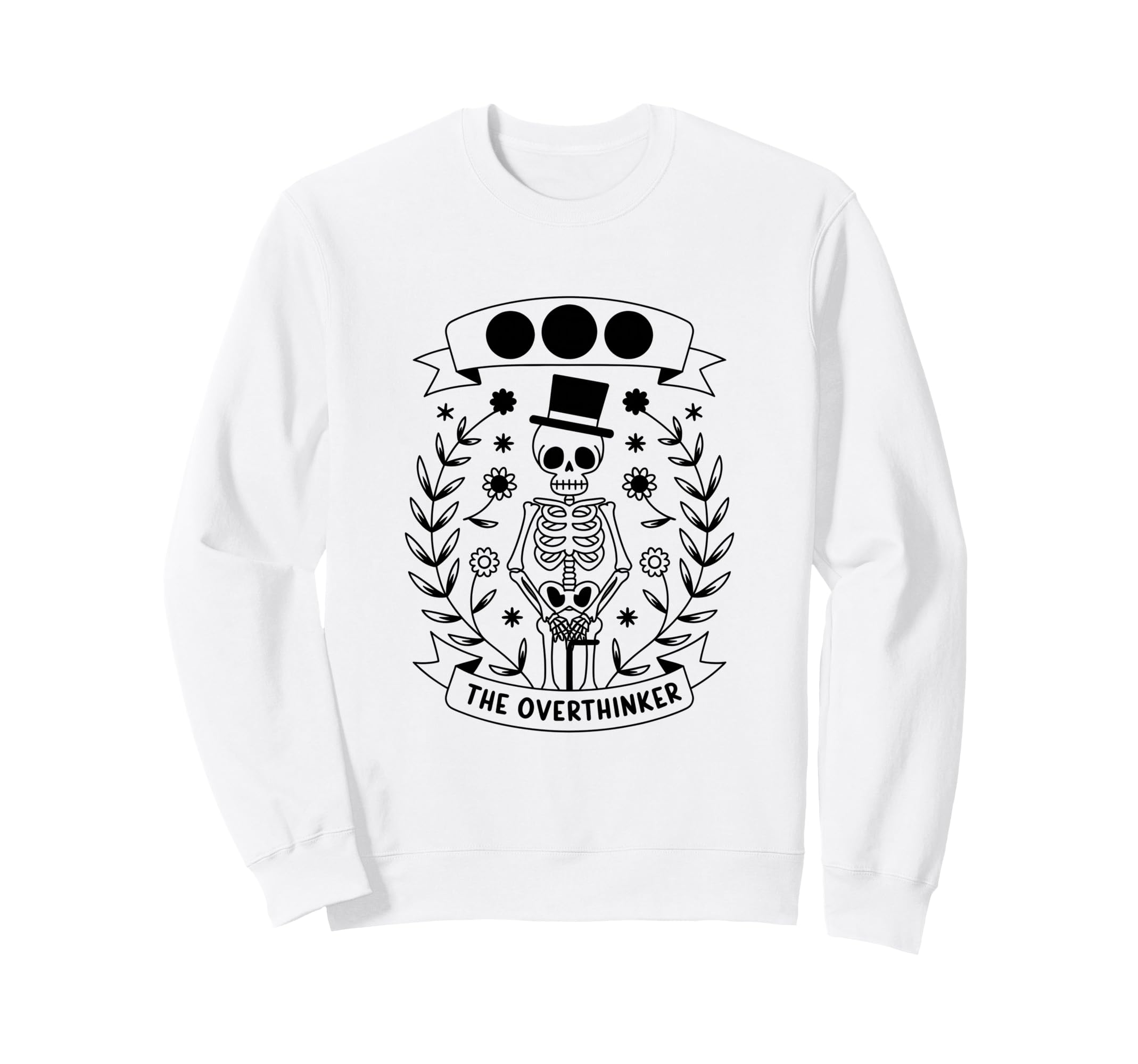 Overthinker Tarot Card Skeleton Sweatshirt - Fun Novelty Design for Adults - T-Shirt, Sweatshirt, Hoodie