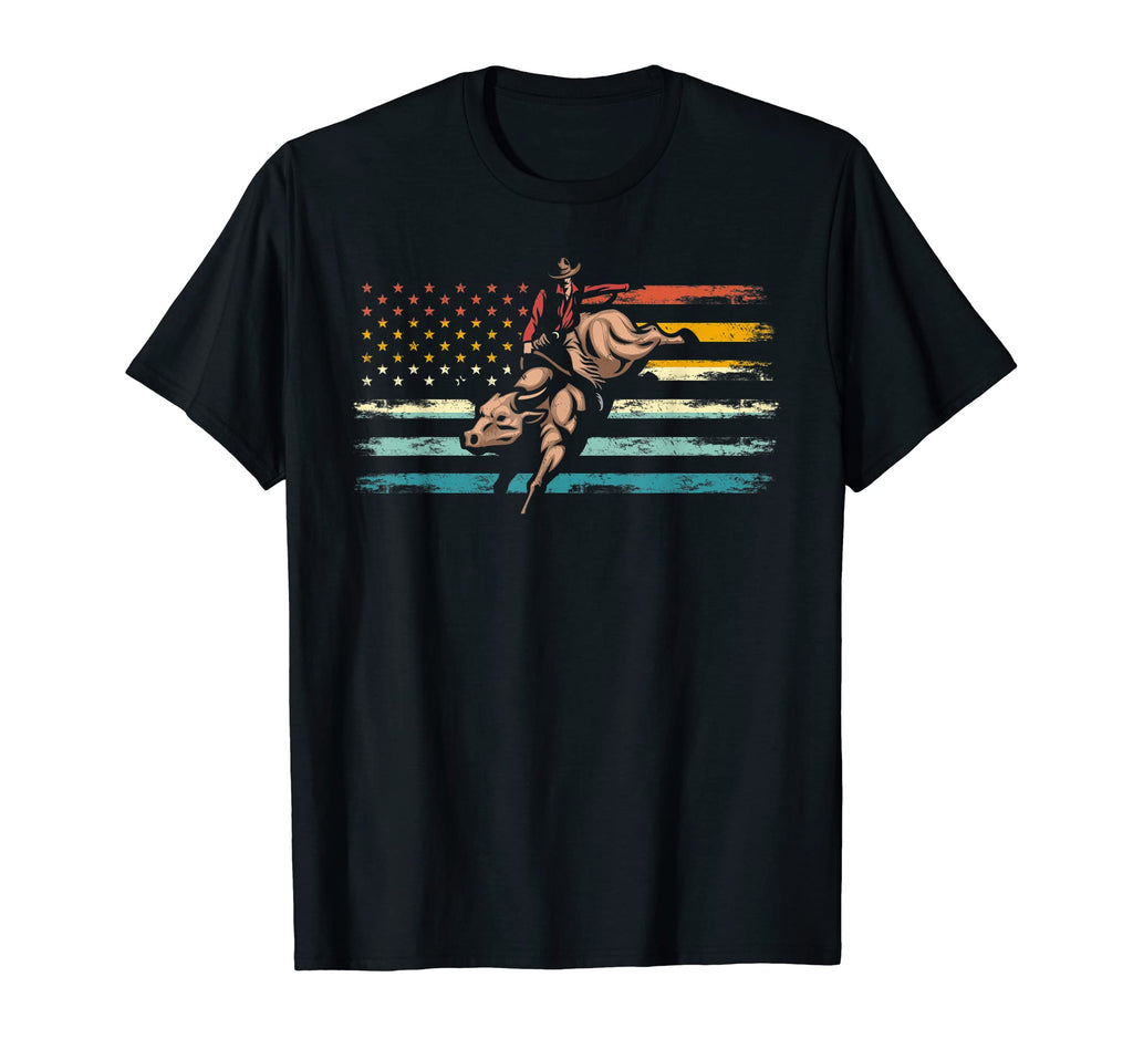 American Flag Bull Riding Western T-Shirt - Unique Graphic for Adults - T-Shirt, Sweatshirt, Hoodie