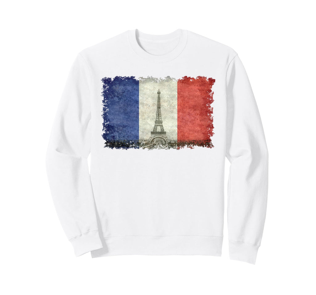 French Flag Postcard Eiffel Tower Sweatshirt - Graphic Print for Adults - T-Shirt, Sweatshirt, Hoodie