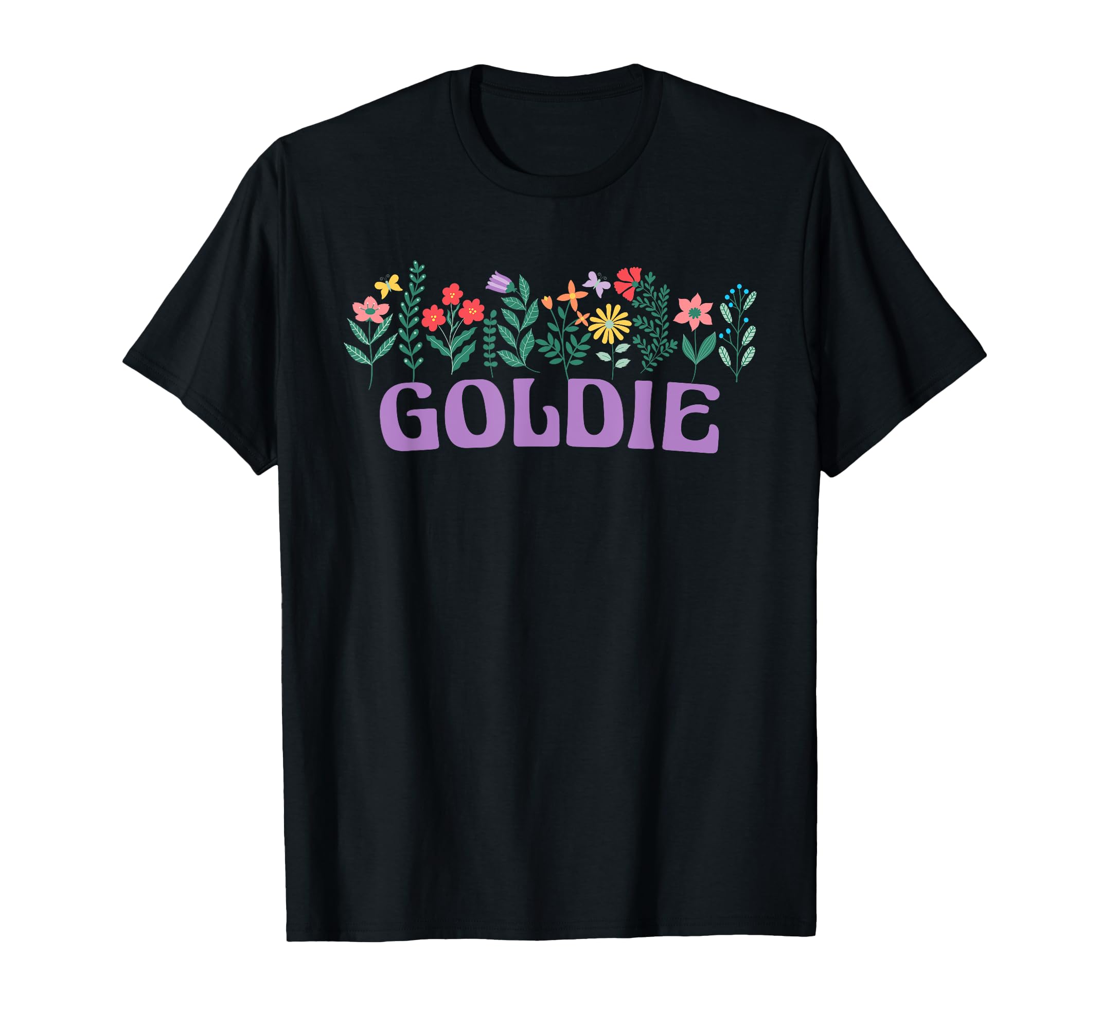 Wildflower Floral Goldie First Name T-Shirt - Novelty Apparel for Adults - T-Shirt, Sweatshirt, Hoodie