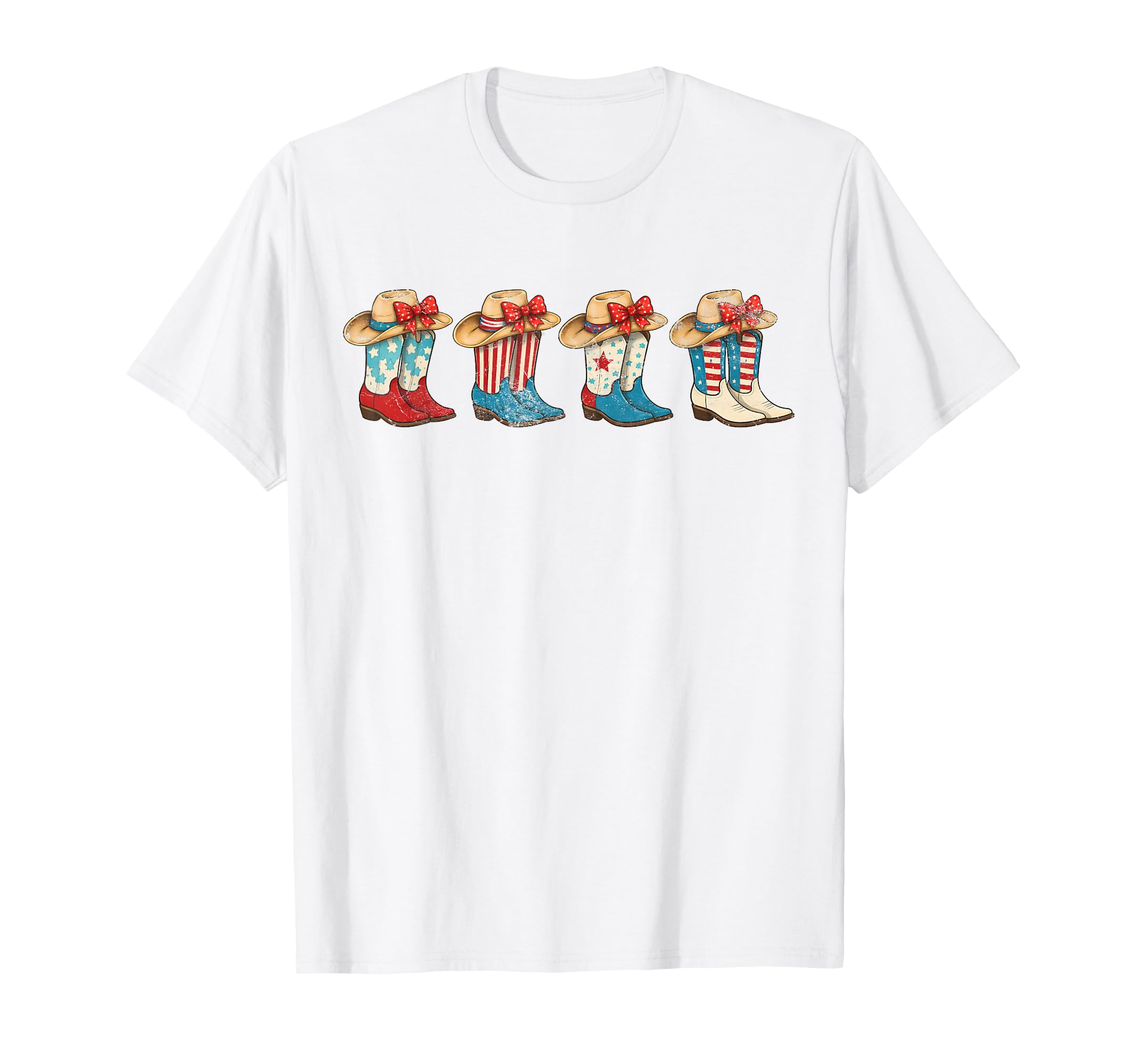 4Th July Western Cowboy Boots T-Shirt - Aesthetic Graphic Men Women - T-Shirt, Sweatshirt, Hoodie
