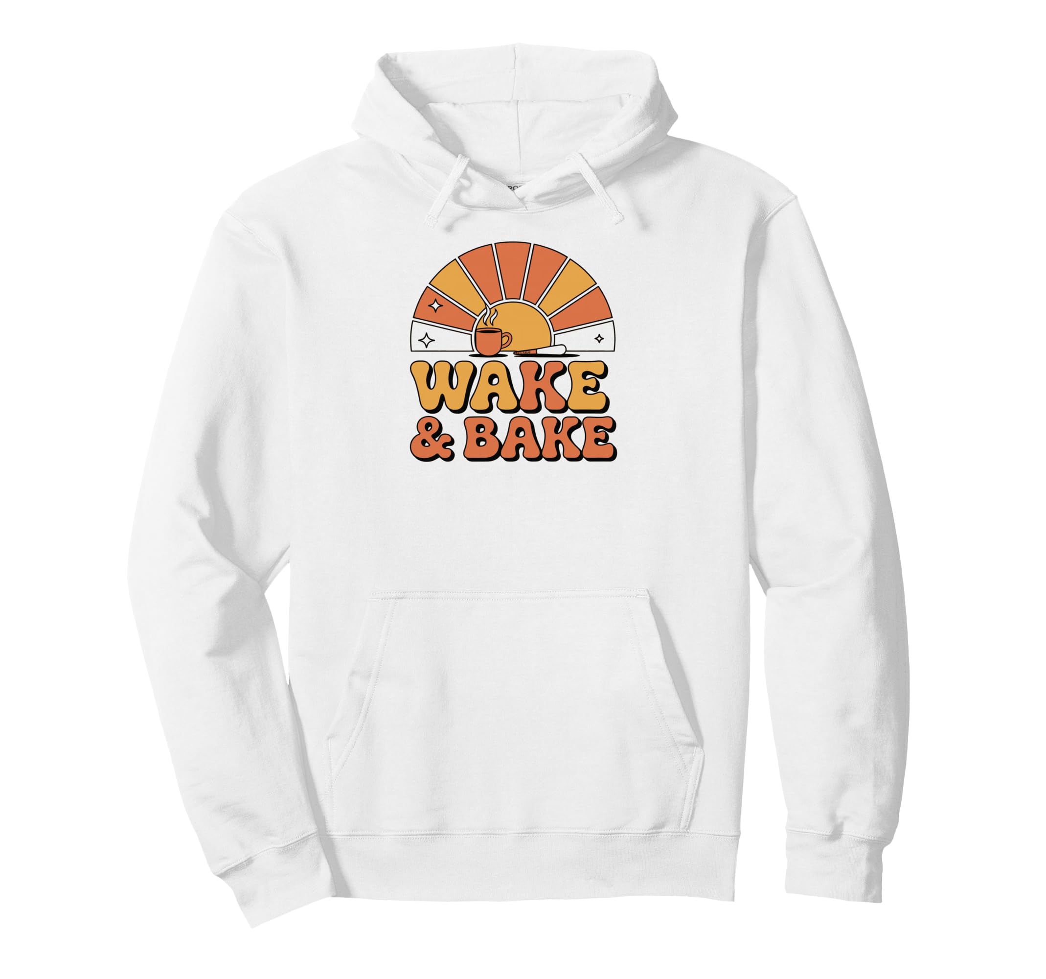 Wake Bake Funny 70S Marijuana And Coffee Hoodie - Streetwear Style Unisex - T-Shirt, Sweatshirt, Hoodie