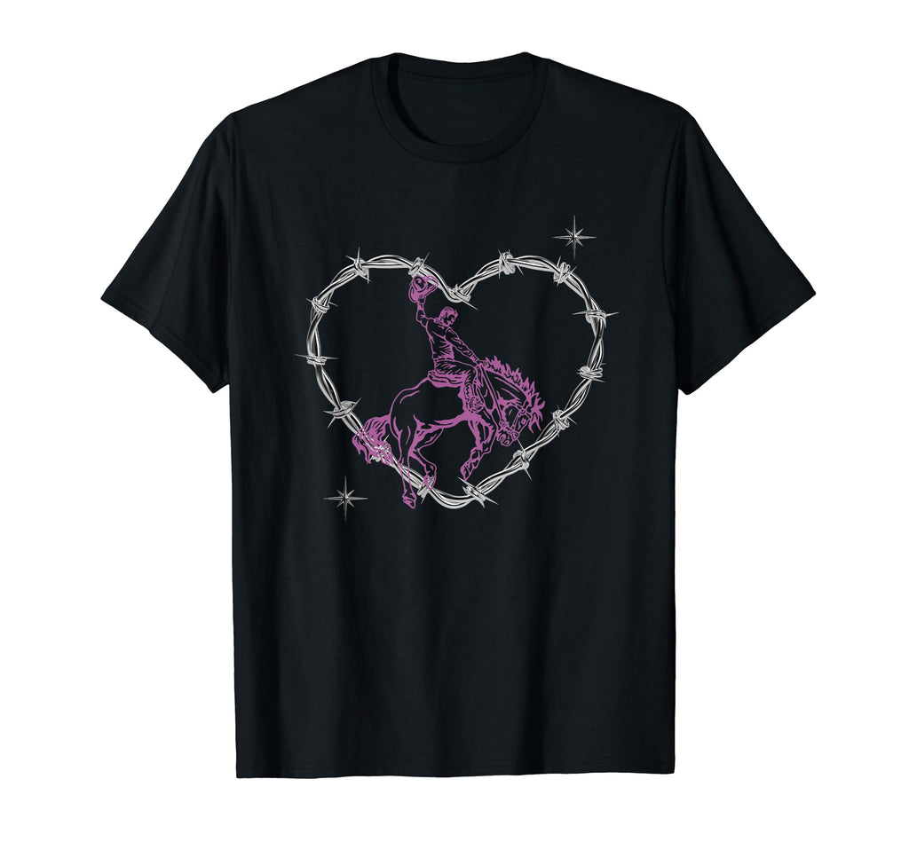 Western Bronc Horse Barbed Wire T-Shirt - Custom Art Print for Adults - T-Shirt, Sweatshirt, Hoodie