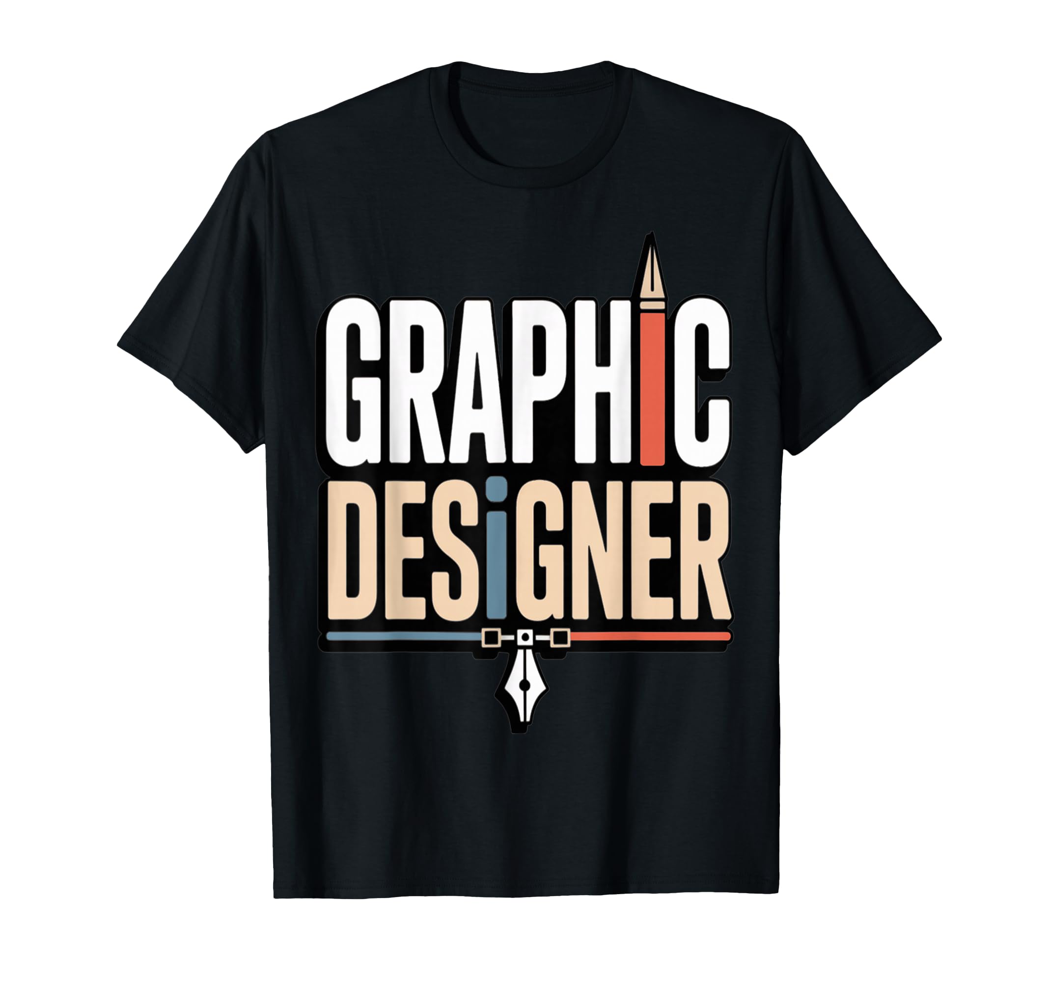 Designer Typography Pen Icon T-Shirt - Custom Art Print Unisex - T-Shirt, Sweatshirt, Hoodie