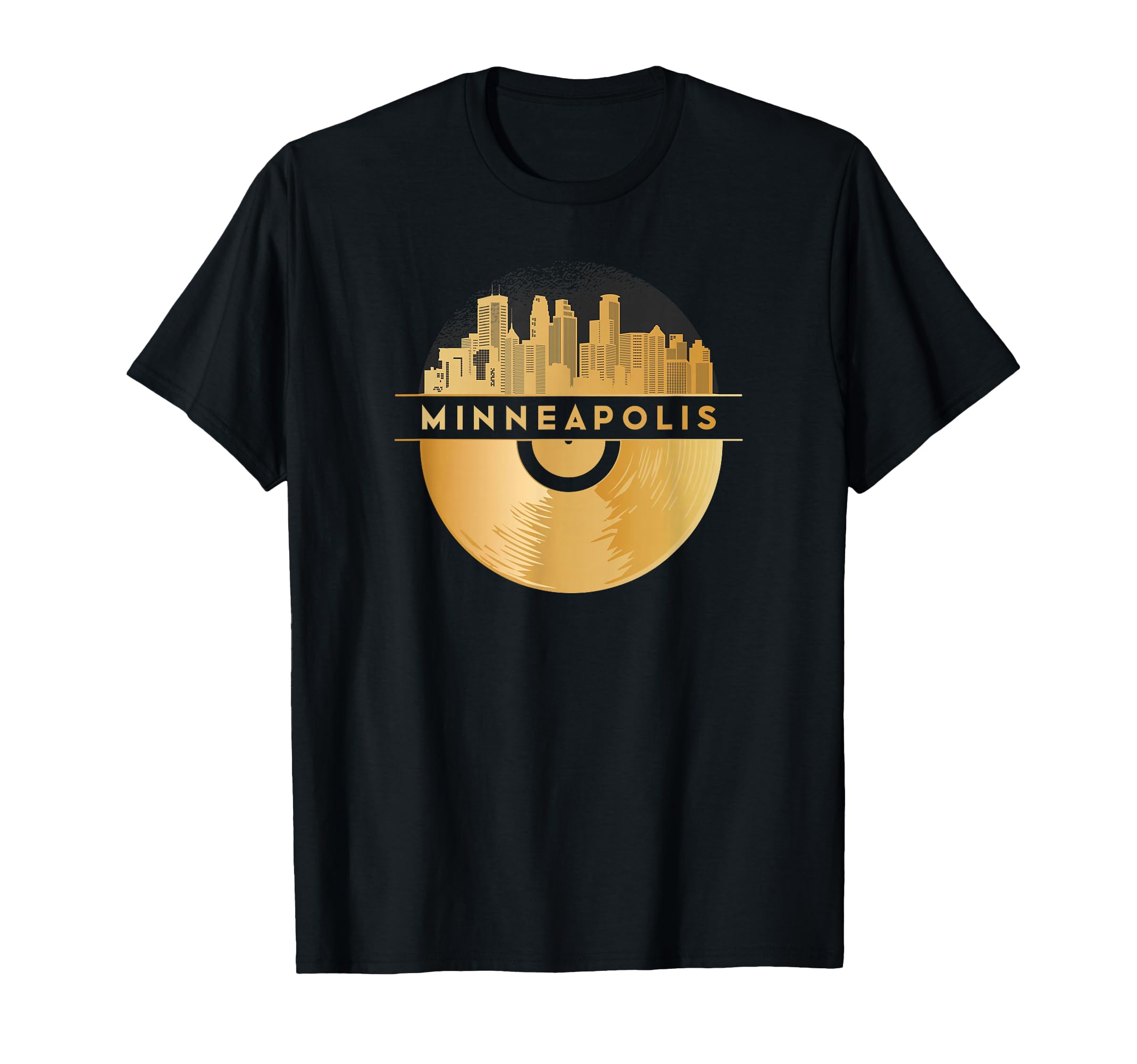 Vinyl Record Player Disco Music Skyline T-Shirt - Graphic Print Men Women - T-Shirt, Sweatshirt, Hoodie