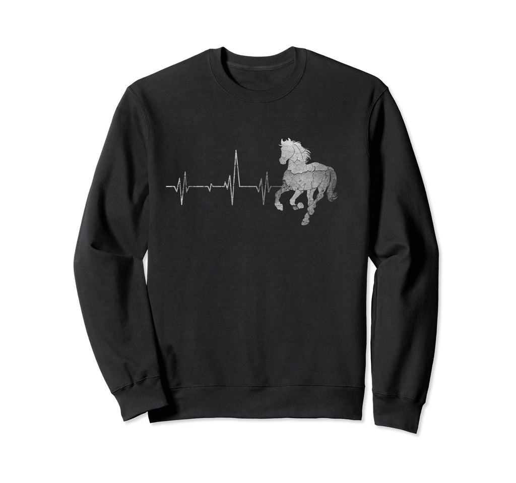 Distressed Heartbeat Horse Riding Sweatshirt - Streetwear Style Men Women - T-Shirt, Sweatshirt, Hoodie