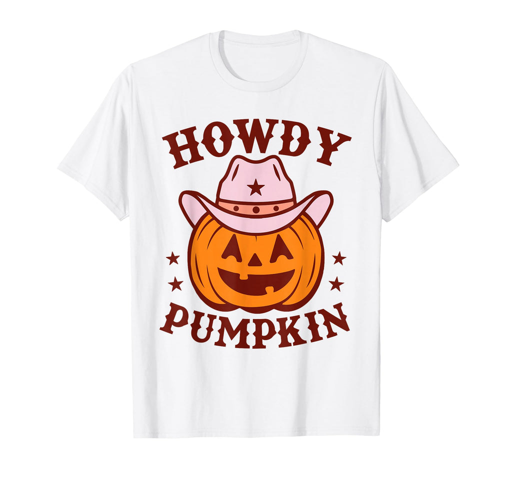 Howdy Pumpkin Autumn Western T-Shirt - Minimalist Print Men Women - T-Shirt, Sweatshirt, Hoodie
