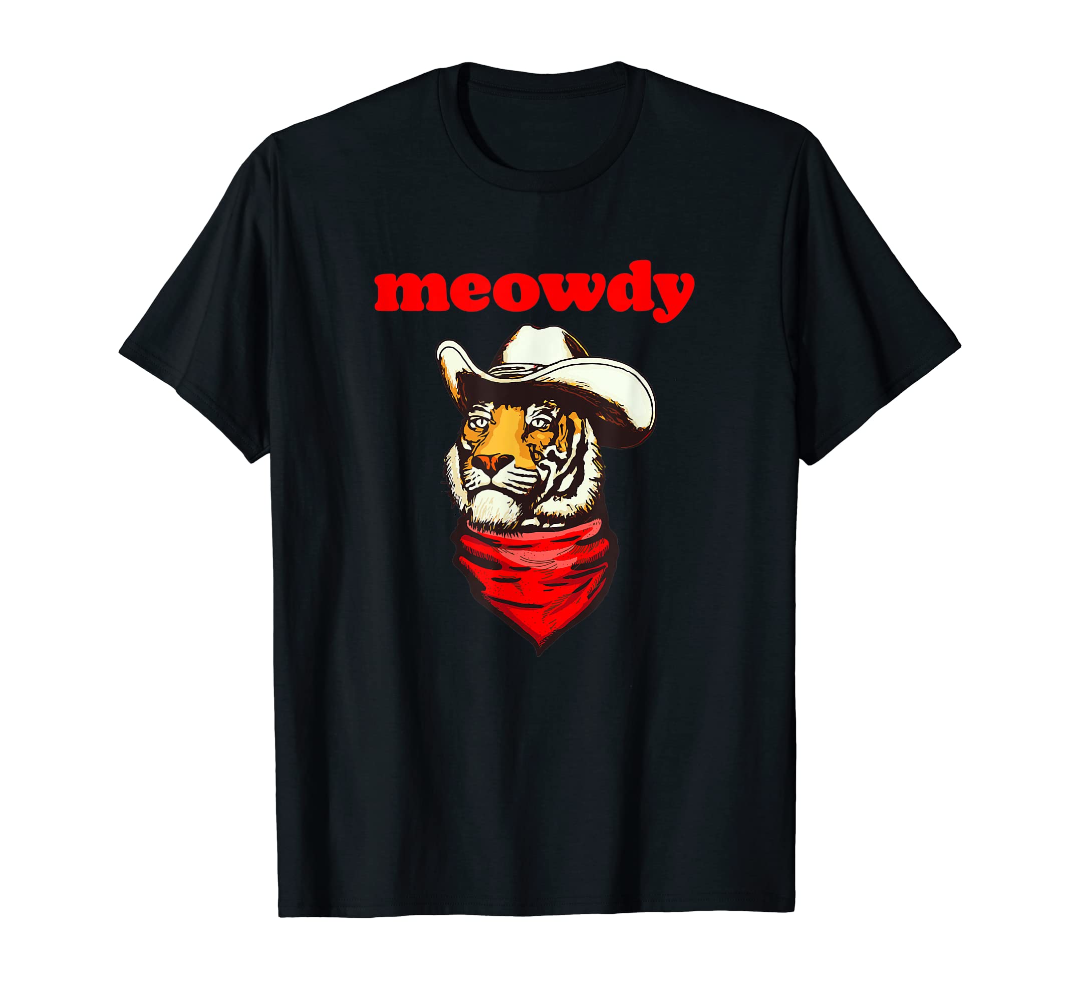Meowdy Funny Country Music Tiger T-Shirt - Minimalist Print for Adults - T-Shirt, Sweatshirt, Hoodie