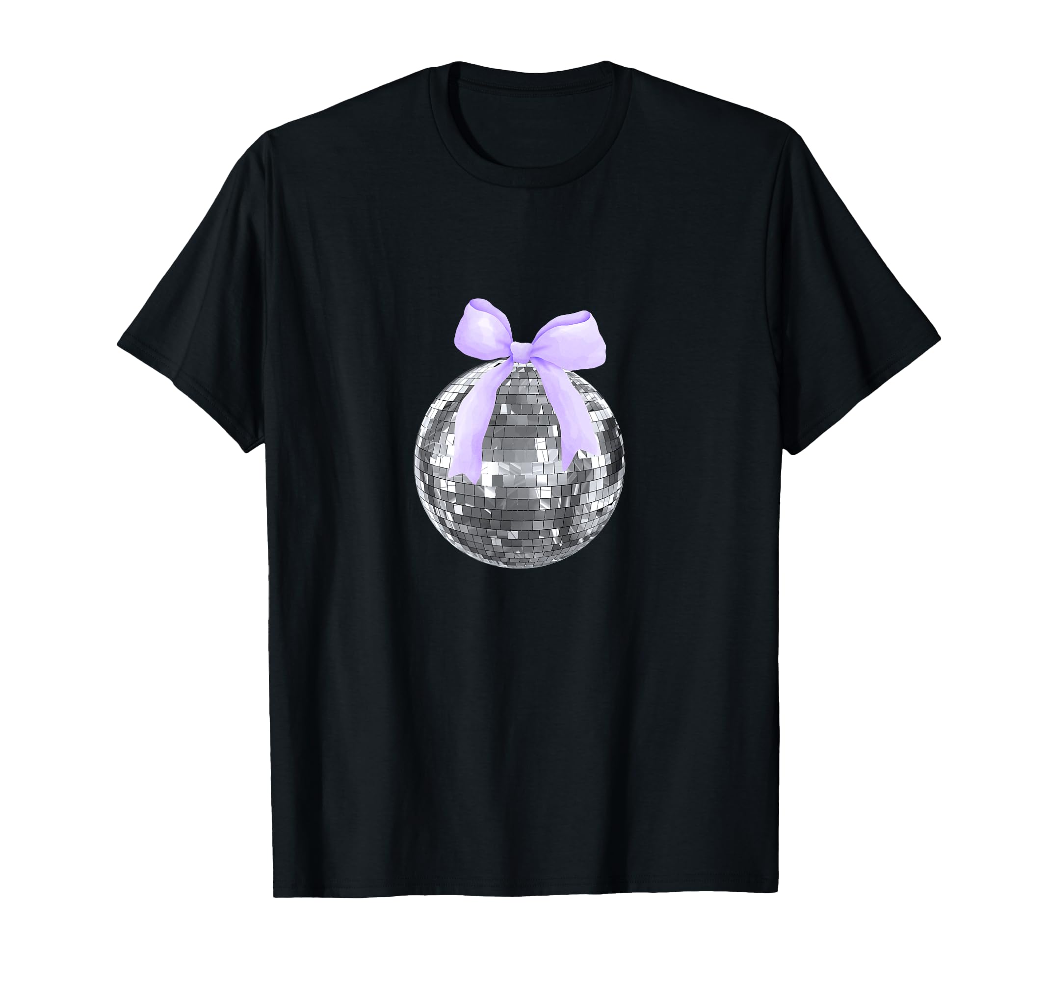 Disco Ball Purple Lilac Bow Coquette T-Shirt - Trendy Graphic for Adults - T-Shirt, Sweatshirt, Hoodie