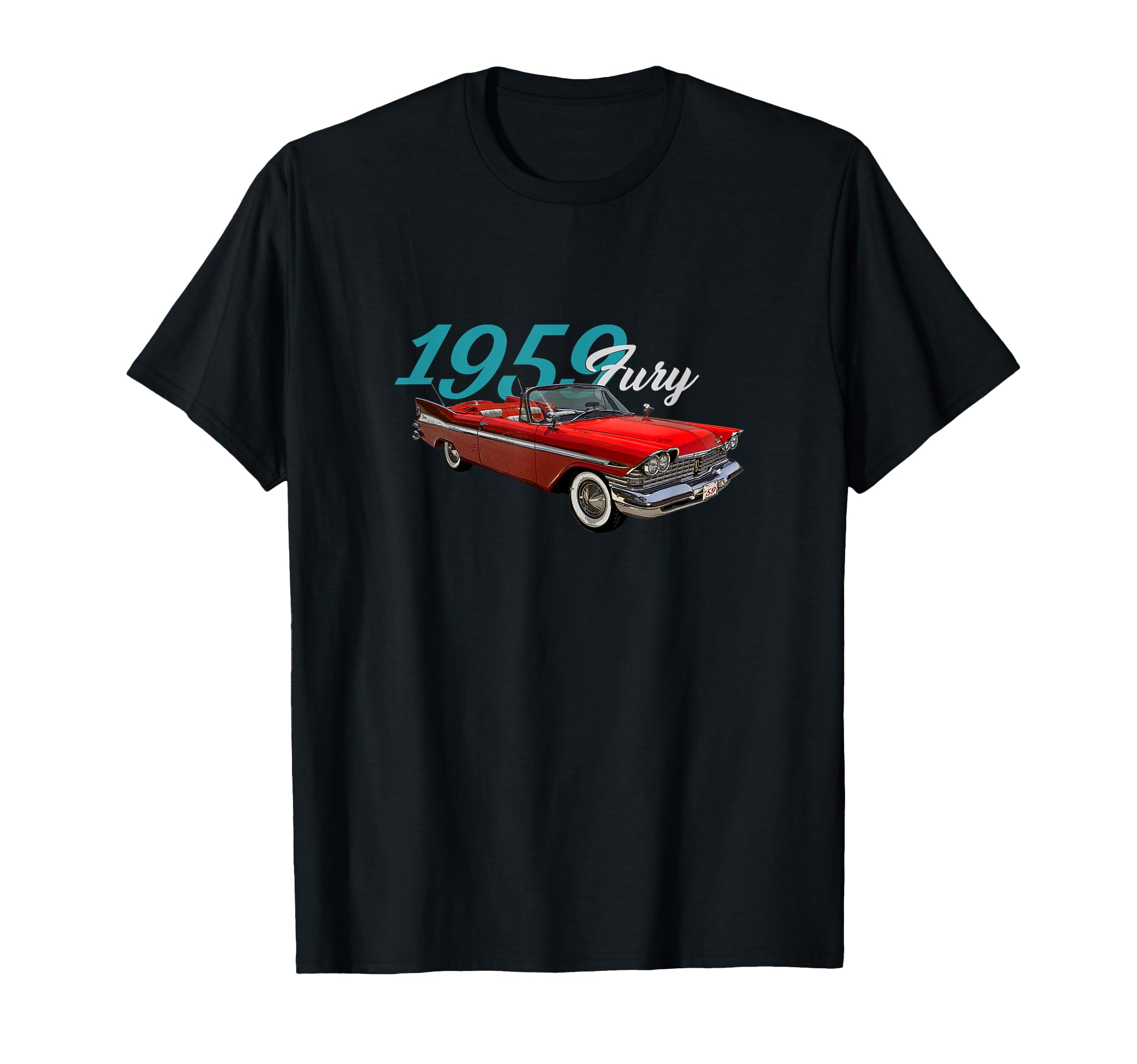 1959 Fury Red Convertible Car Art Car T-Shirt - Fun Novelty Design Unisex - T-Shirt, Sweatshirt, Hoodie