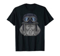 Black Dachshund Wearing Motorcycle T-Shirt - Fun Novelty Design for Adults - T-Shirt, Sweatshirt, Hoodie