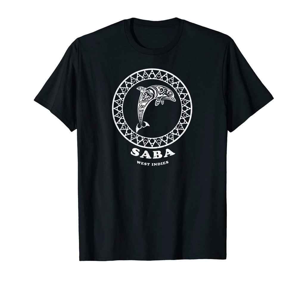 Saba West Indies Tribal Dolphin Vacation T-Shirt - Novelty Apparel Unisex - T-Shirt, Sweatshirt, Hoodie